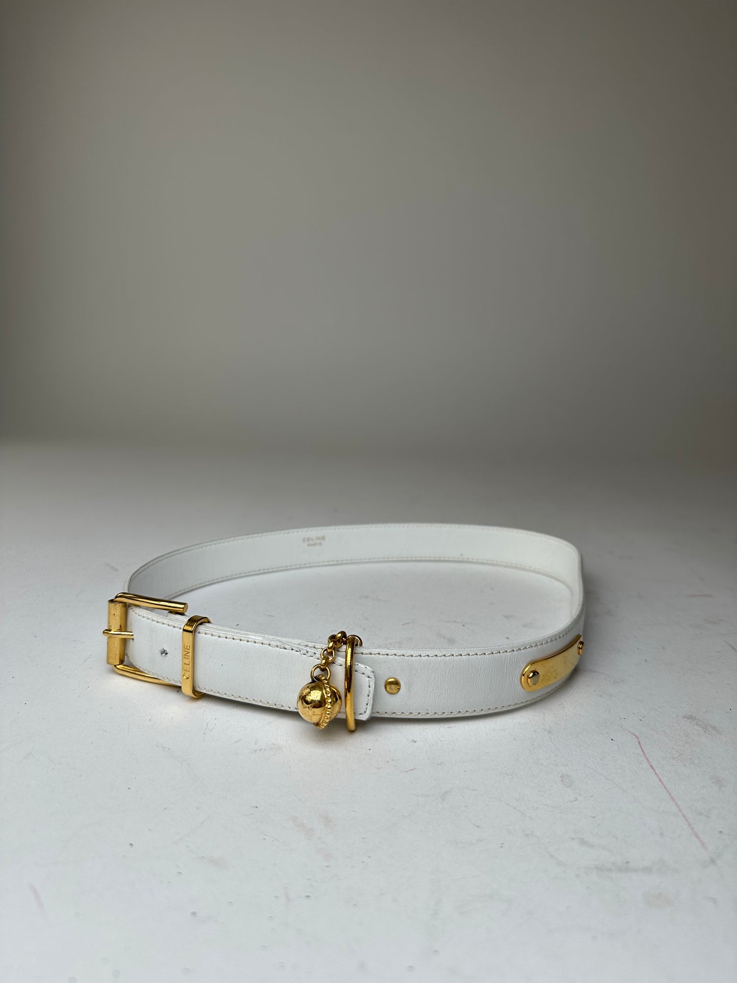 Vintage Celine Belt White Leather