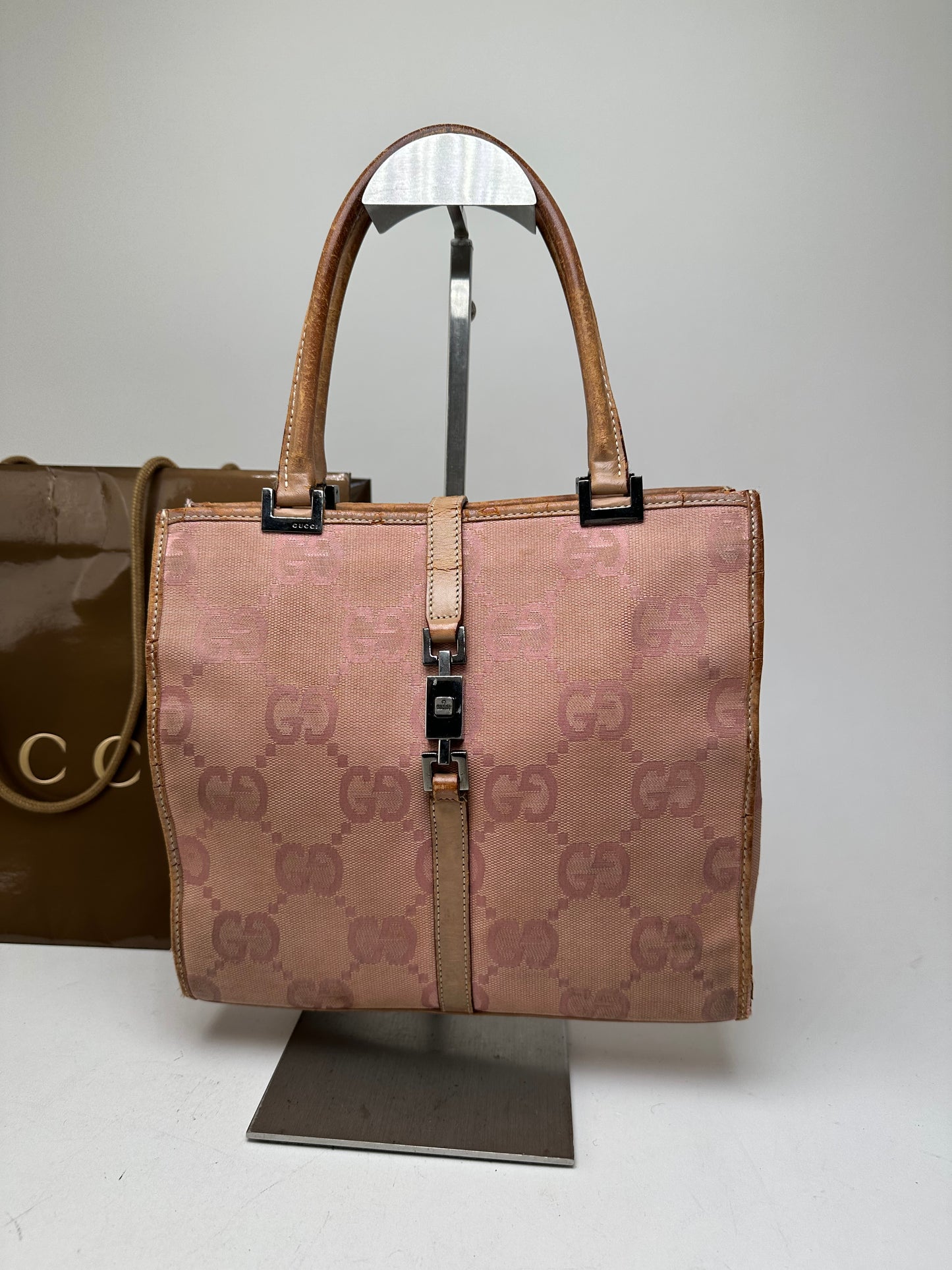 Vintage Gucci GG Canvas Handbag Pink