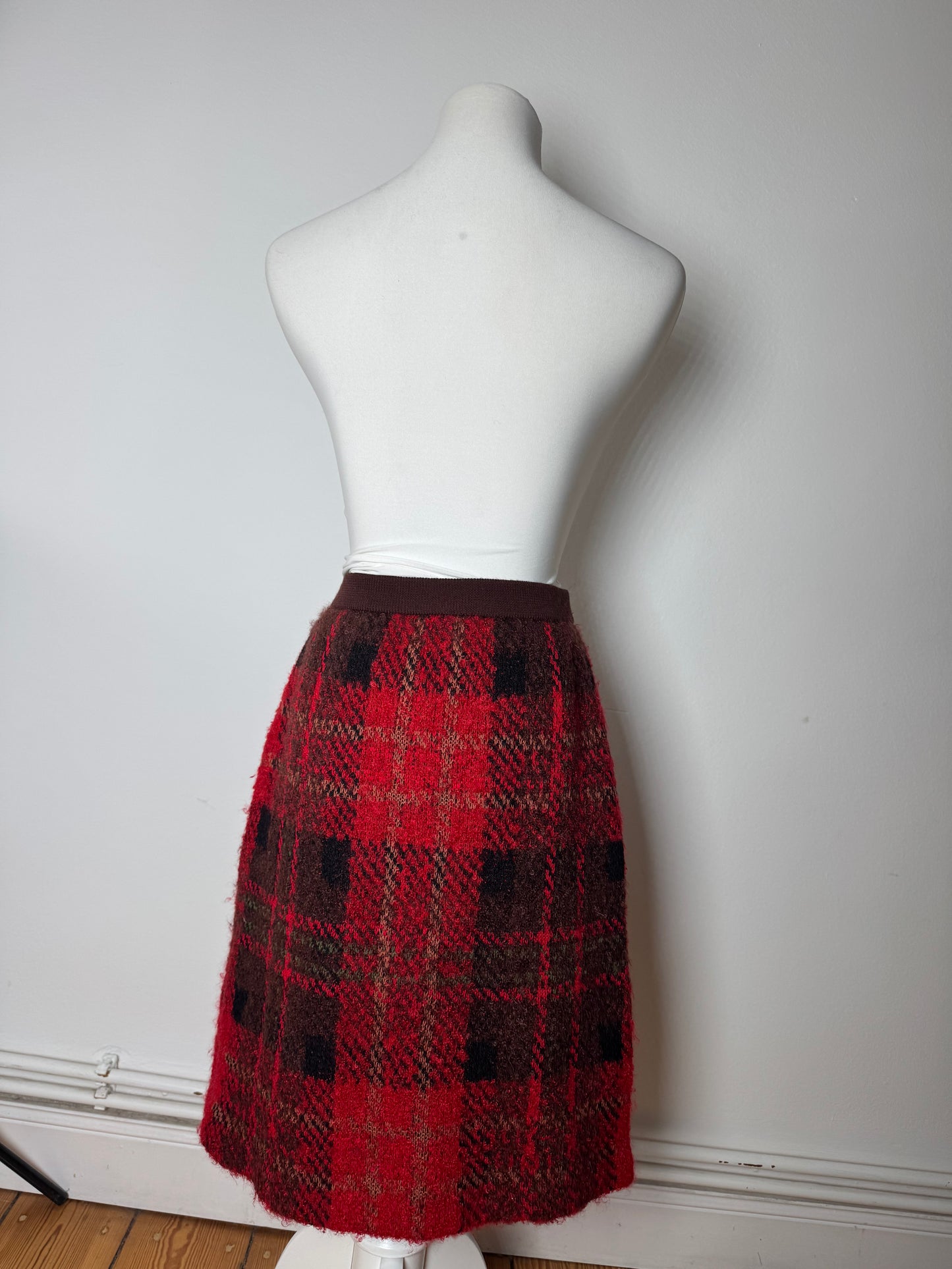 Vintage Yves Saint Laurent Checked Skirt Red Black