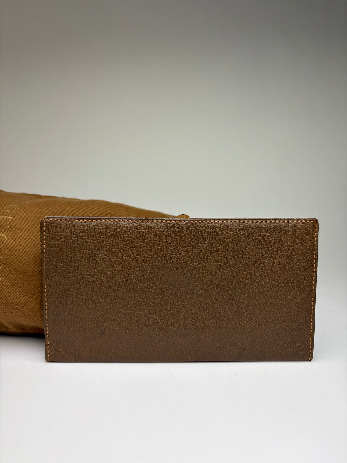 Vintage Gucci Pebbled Leather Bifold Wallet Late 1970s Dark Brown