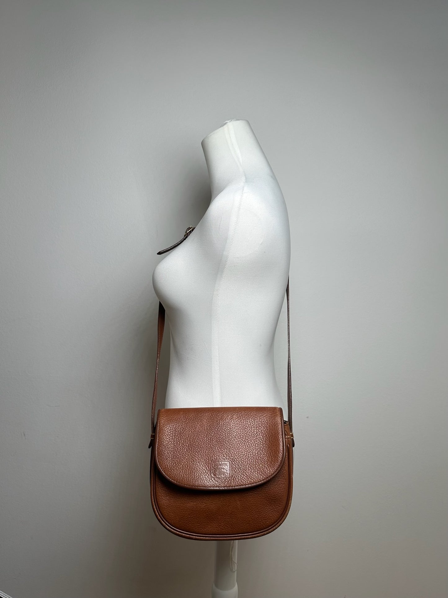 Sac bandoulière vintage Burberry en cuir marron