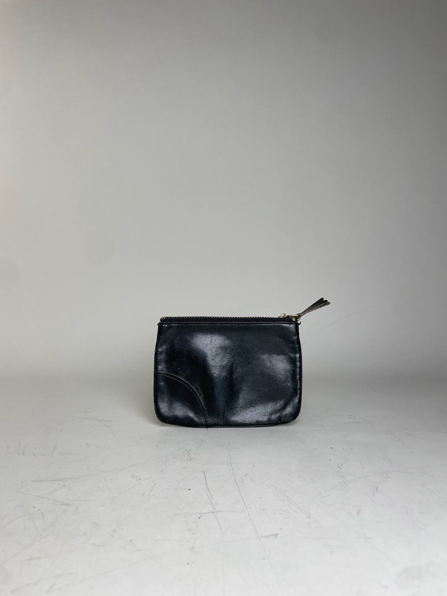 Vintage Comme des Garçons Leather Pouch Black Gold-Tone Zip