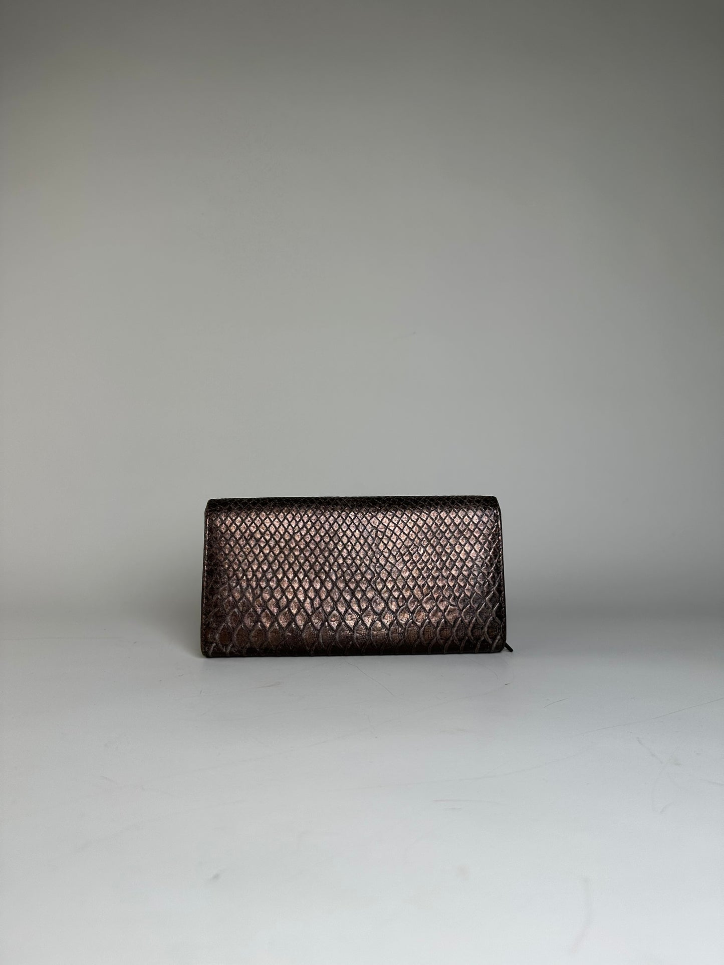 Vintage Vivienne Westwood Leather Wallet Bronze Gold-tone Clasp