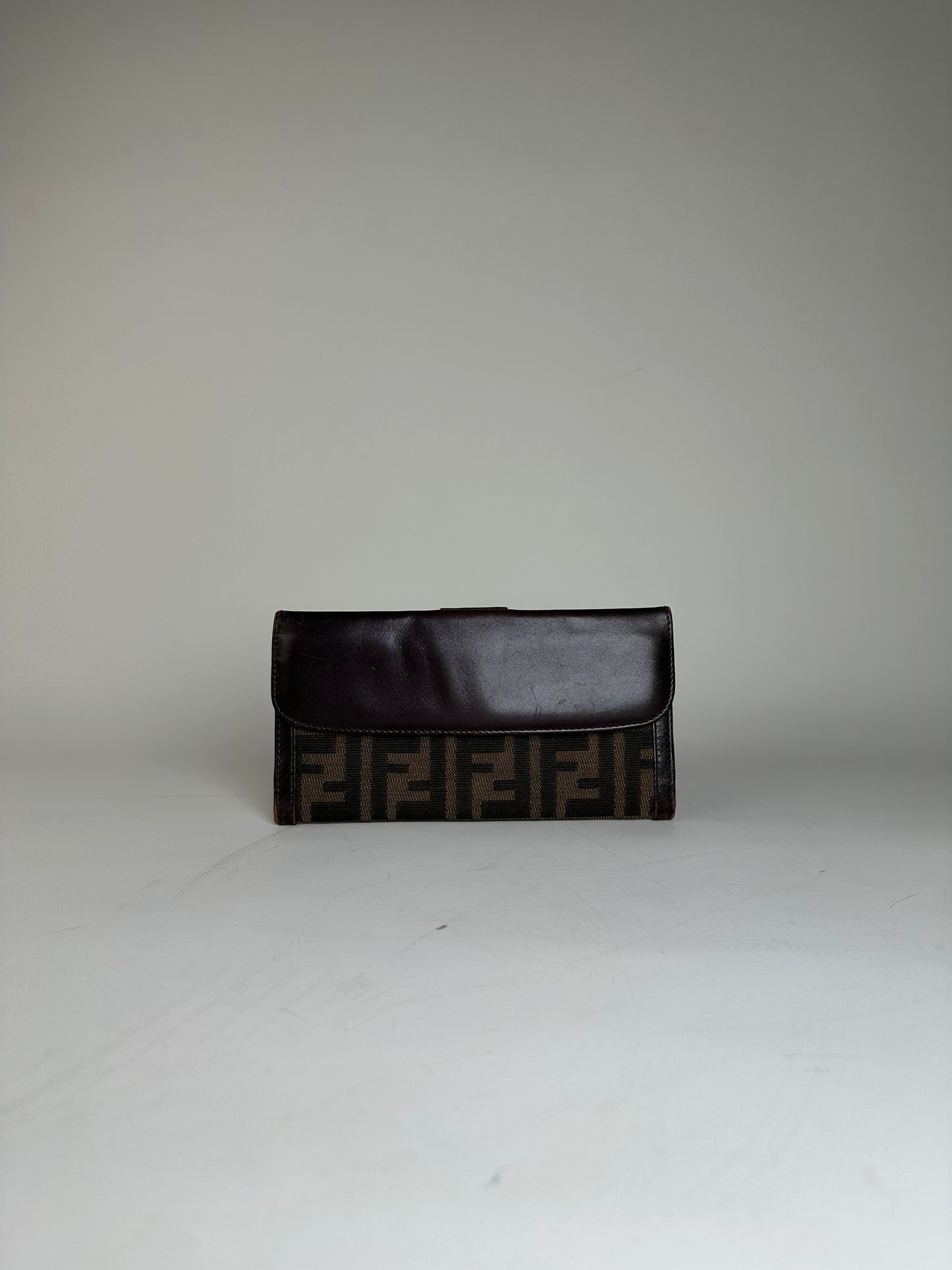 Vintage Fendi FF Monogram Canvas Wallet Brown Tan