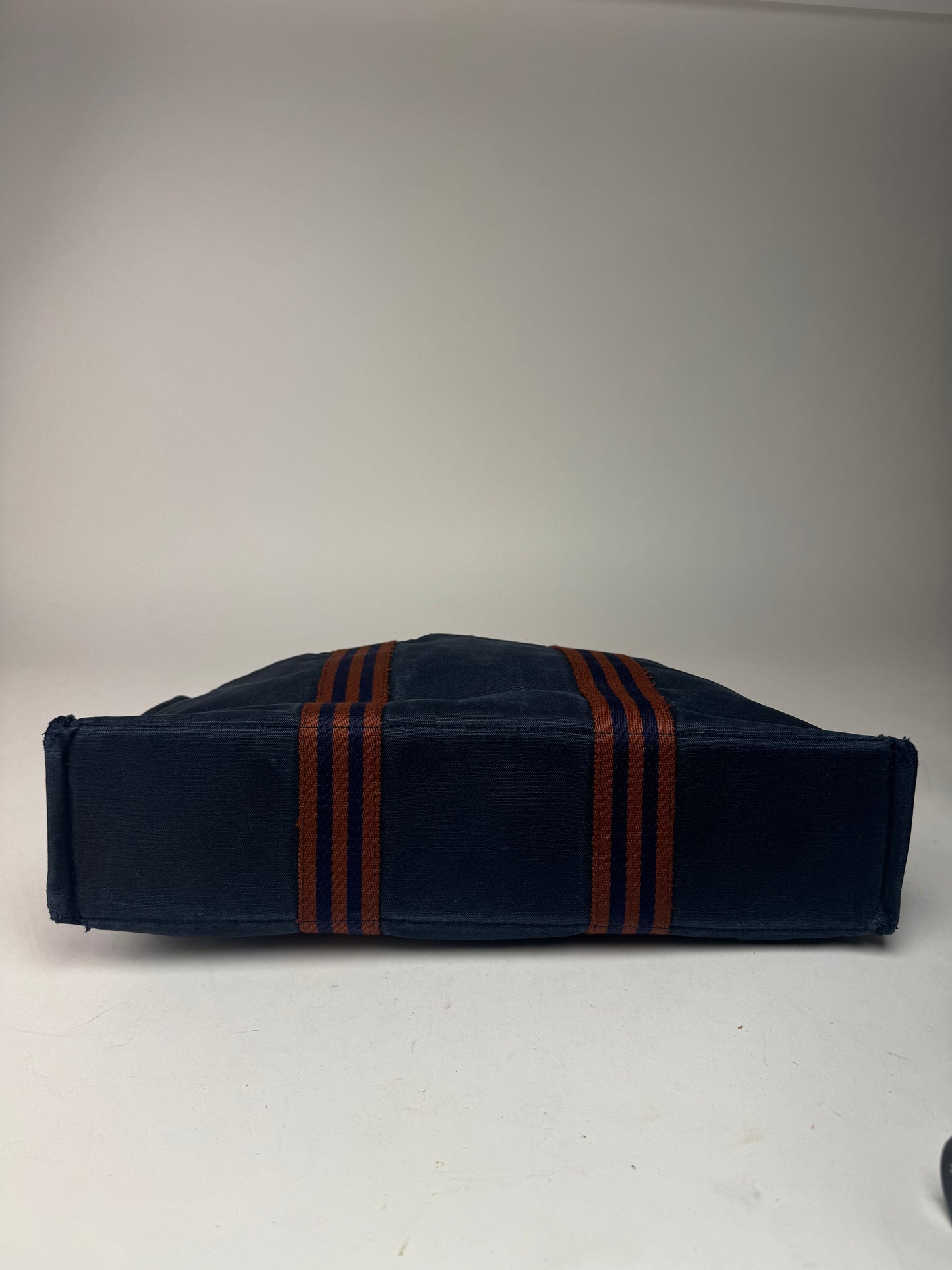 Vintage Hermes Canvas Tote Bag Navy Red