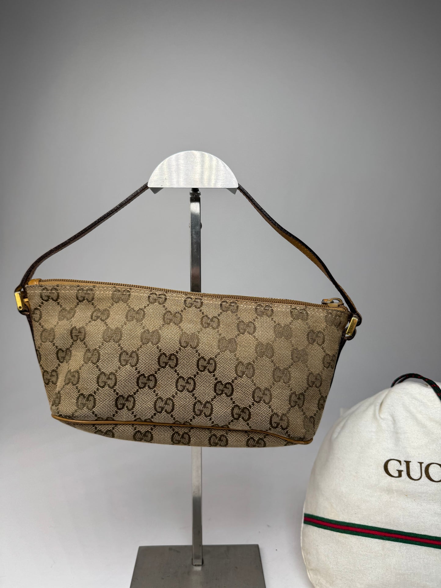 Vintage Gucci Monogram Bag Beige Brown