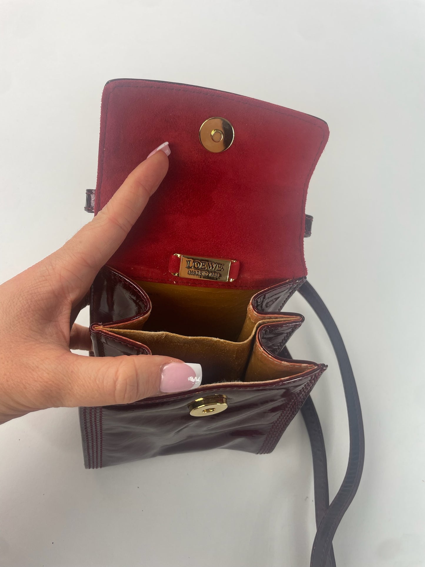 Vintage Loewe Madrid Patent Leather Crossbody Bag Purple