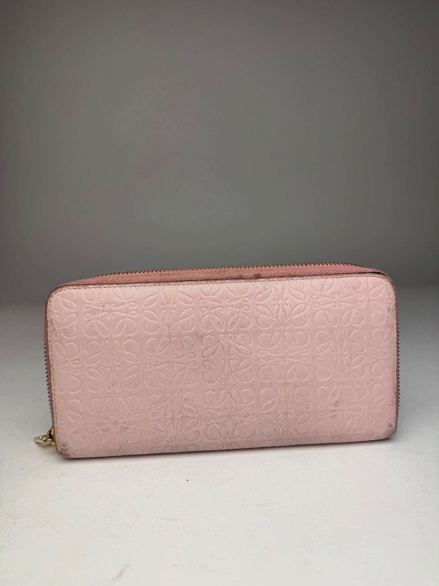 Vintage Loewe Madrid Zippy Leather monogram Wallet Pink