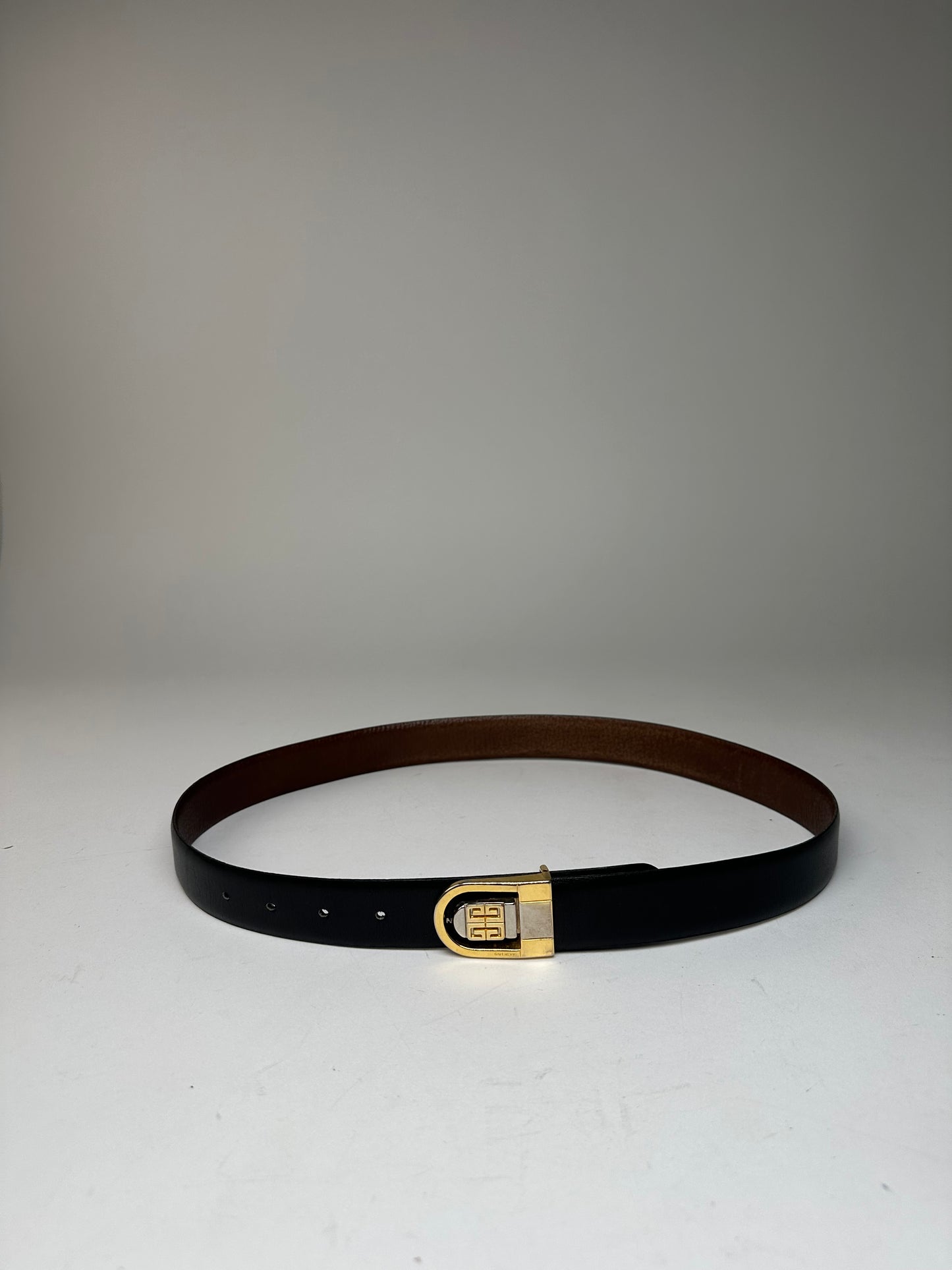 Vintage Givenchy Leather Belt Black Brown