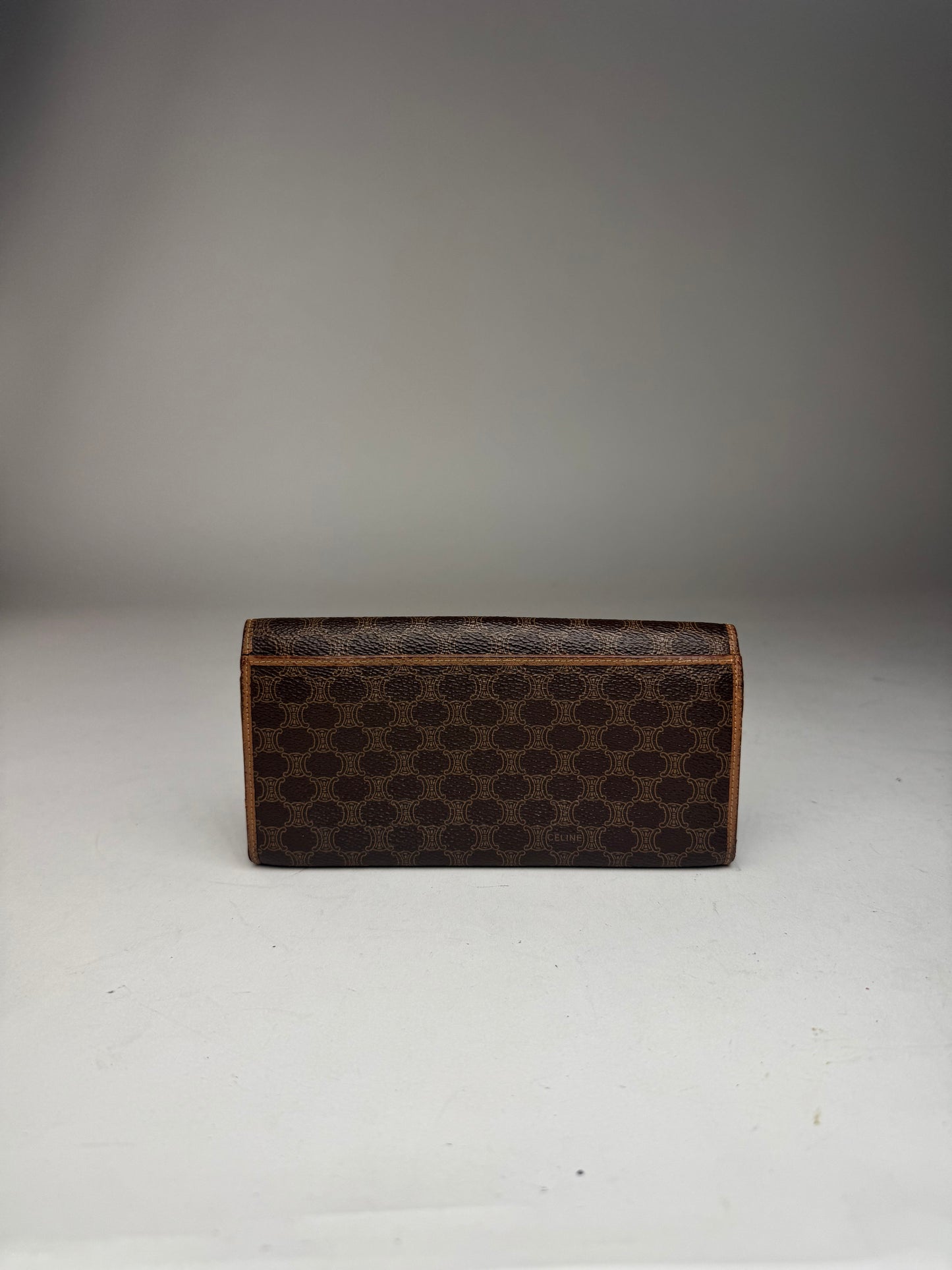 Vintage Celine Triomphe Monogram Leather wallet brown