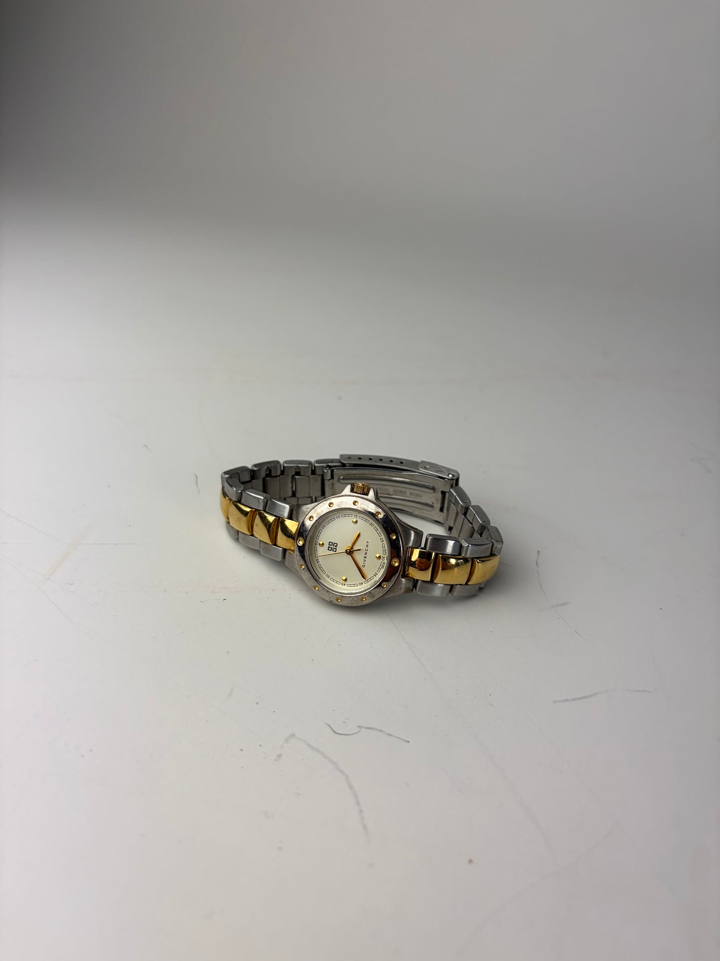 Vintage Givenchy Stainless Steel Bracelet Watch Silver Gold