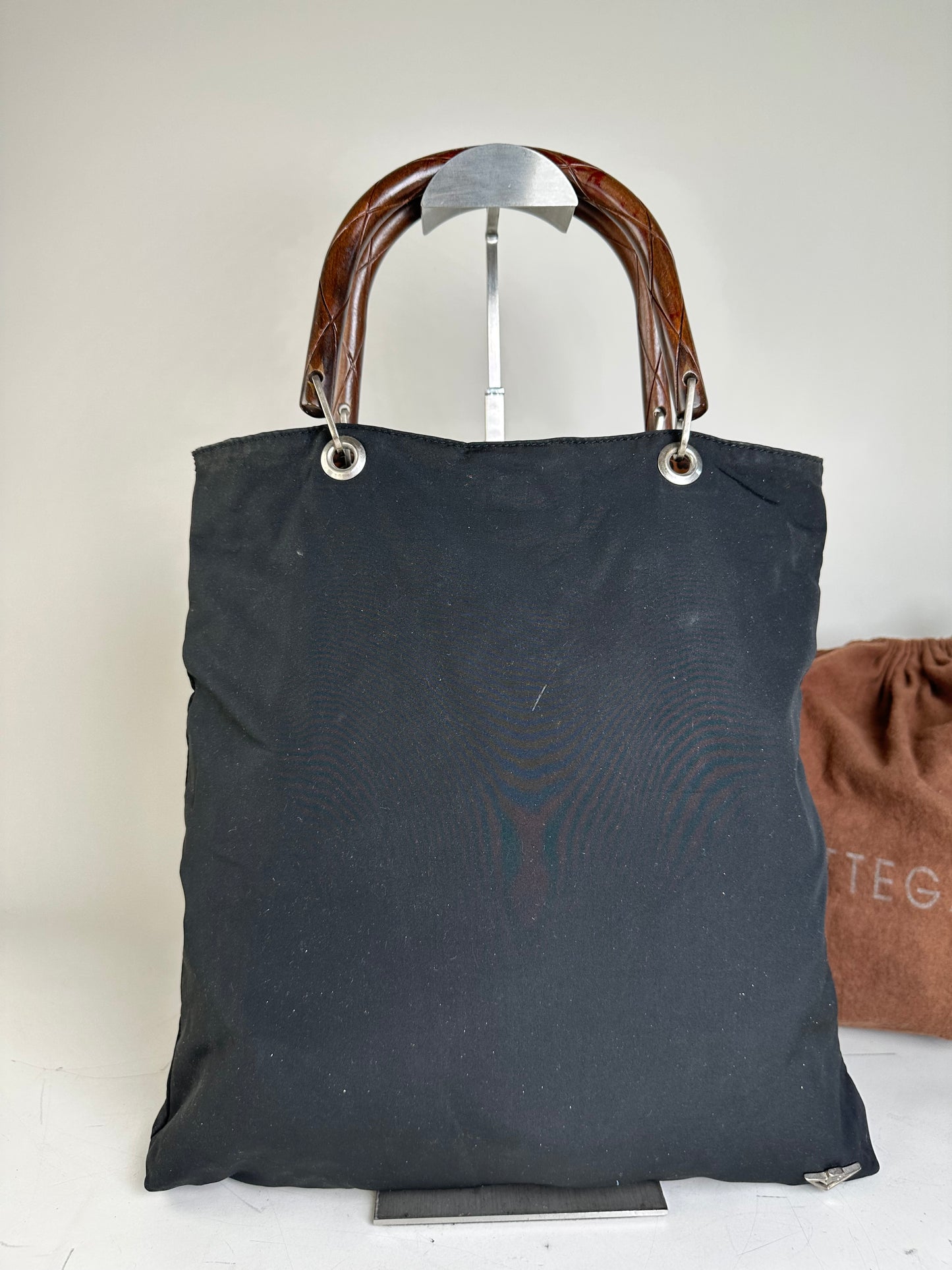 Vintage Bottega Veneta Reversible Canvas Tote Black Brown