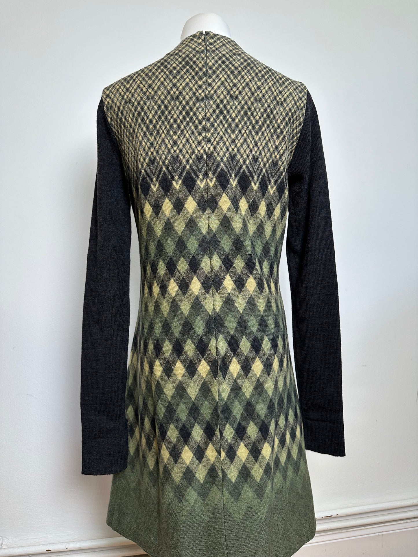 Vintage Givenchy Wool Dress Olive Green Multicolor XS