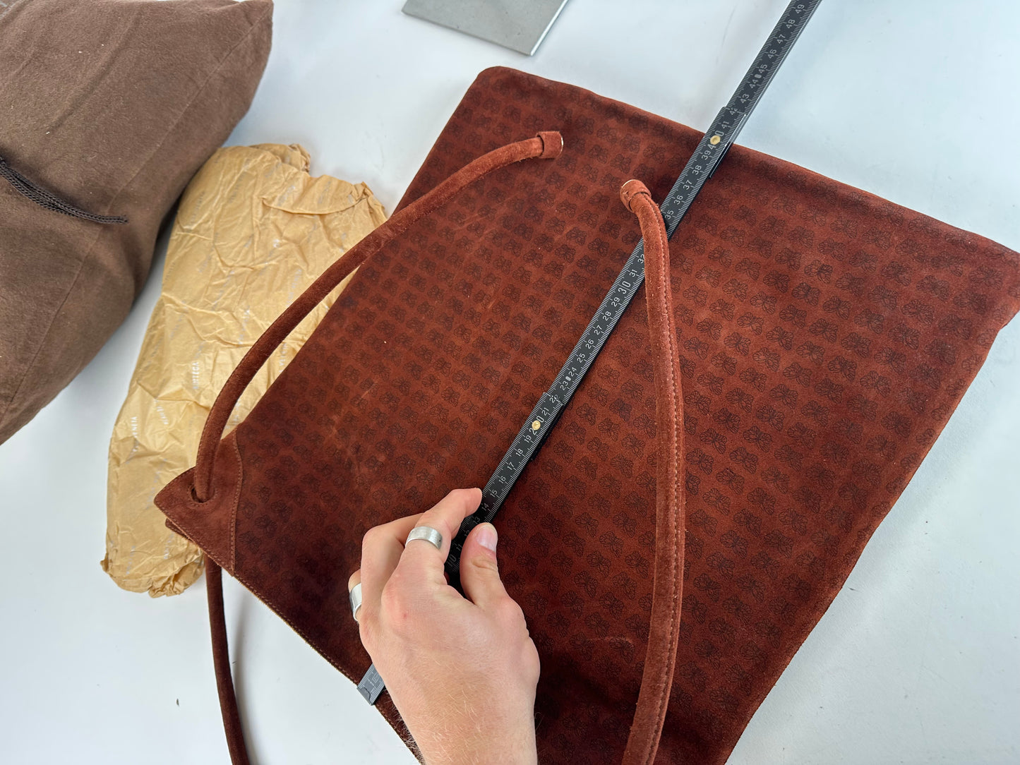 Vintage Bottega Veneta Suede Butterfly Monogram Multiway Bag Brown red