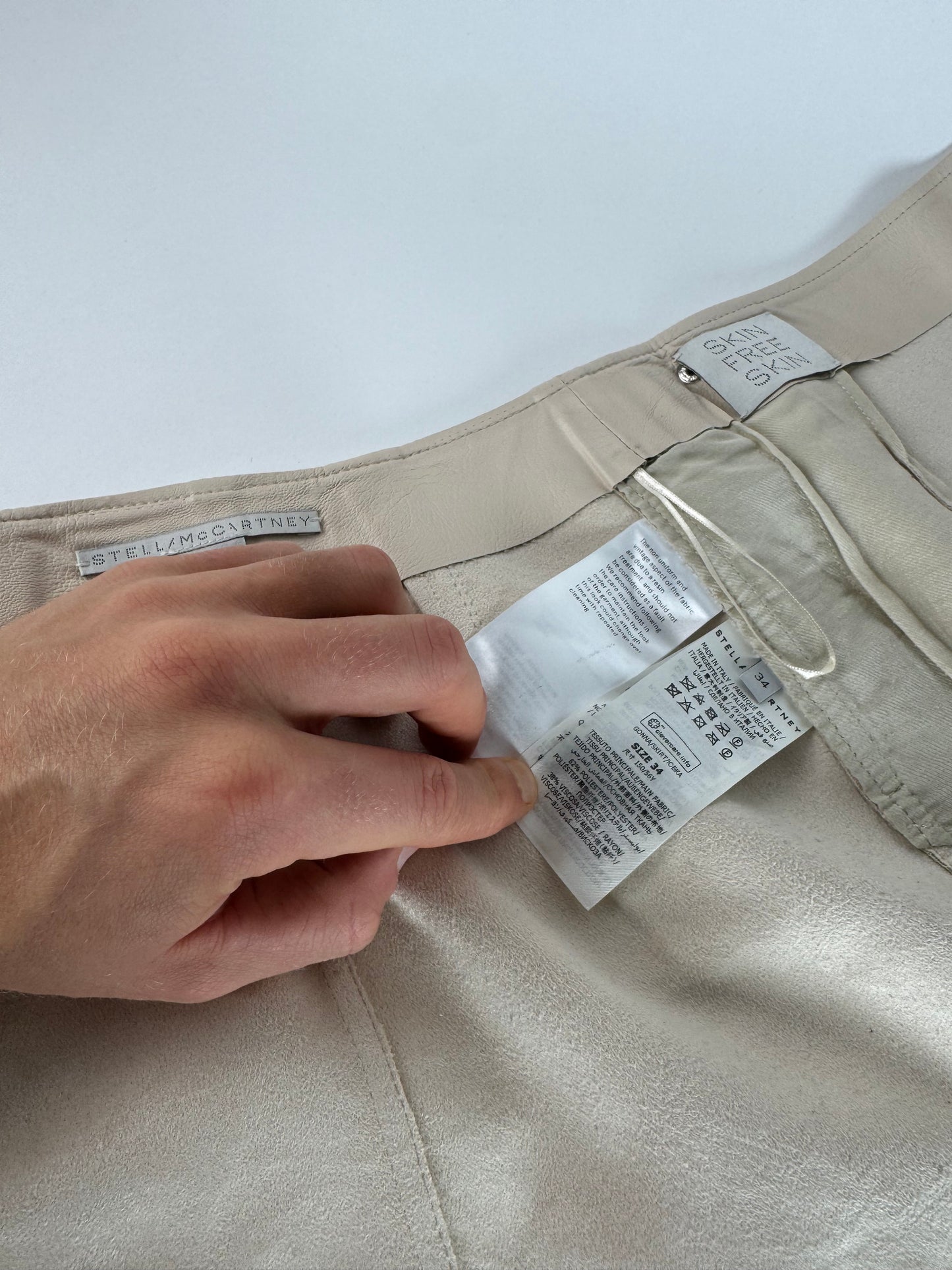 Vintage Stella Mc Cartney Vegan Leather Skirt Beige XS