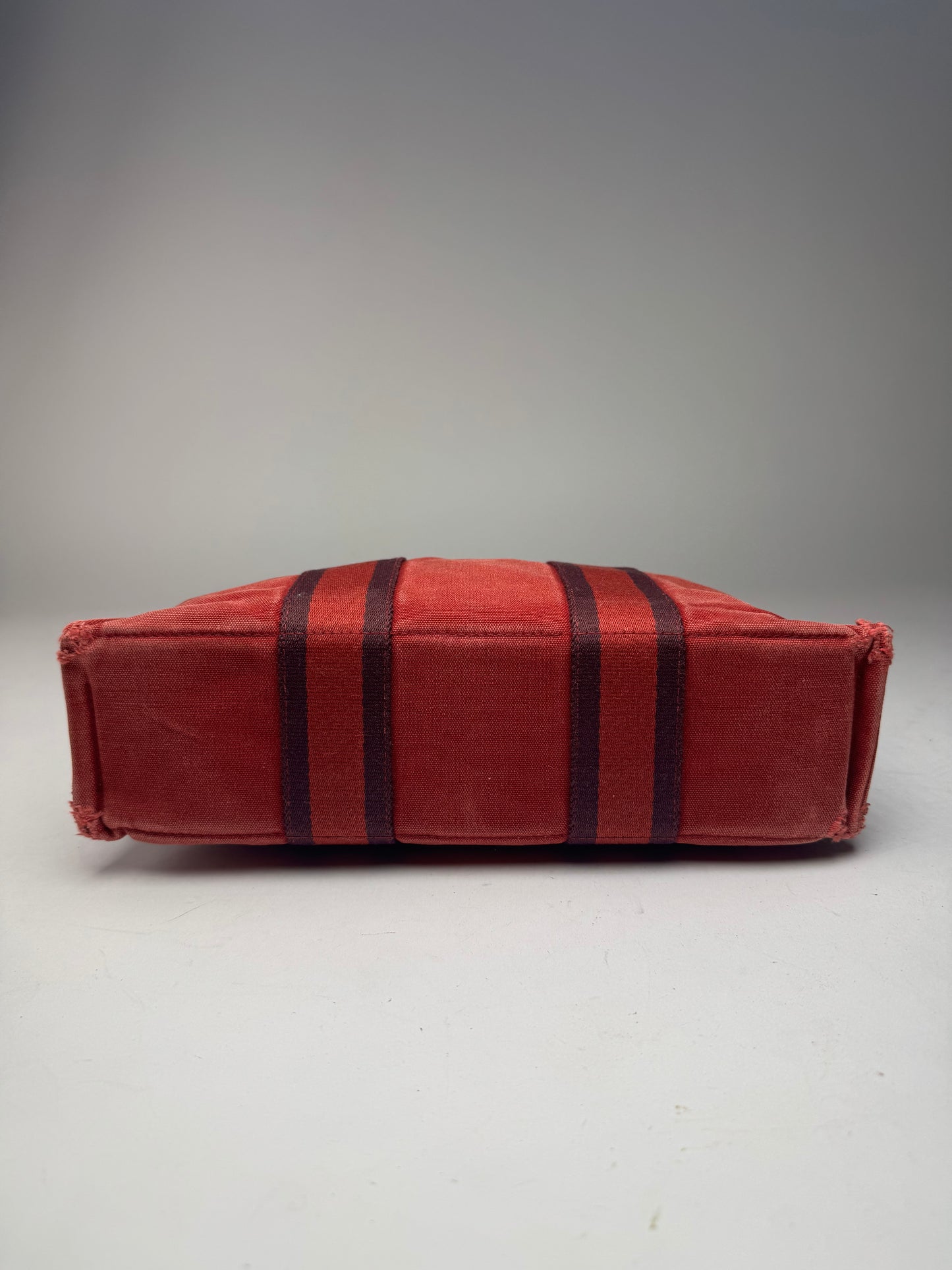 Vintage Hermes mini Canvas Tote Bag red Black