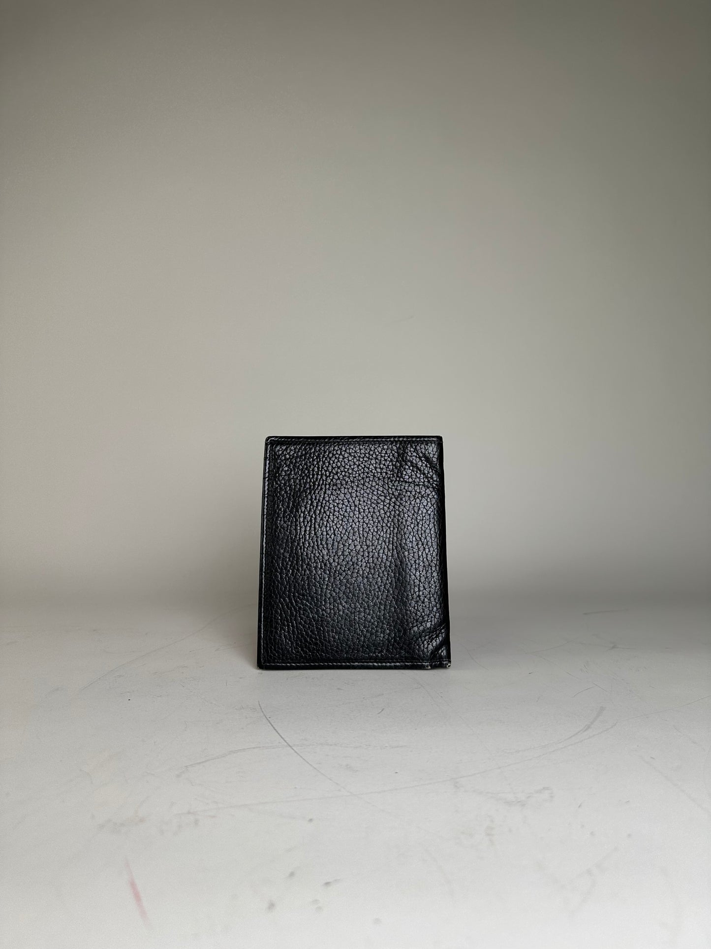 Vintage Celine Pebbled Leather Card Holder Black Gold