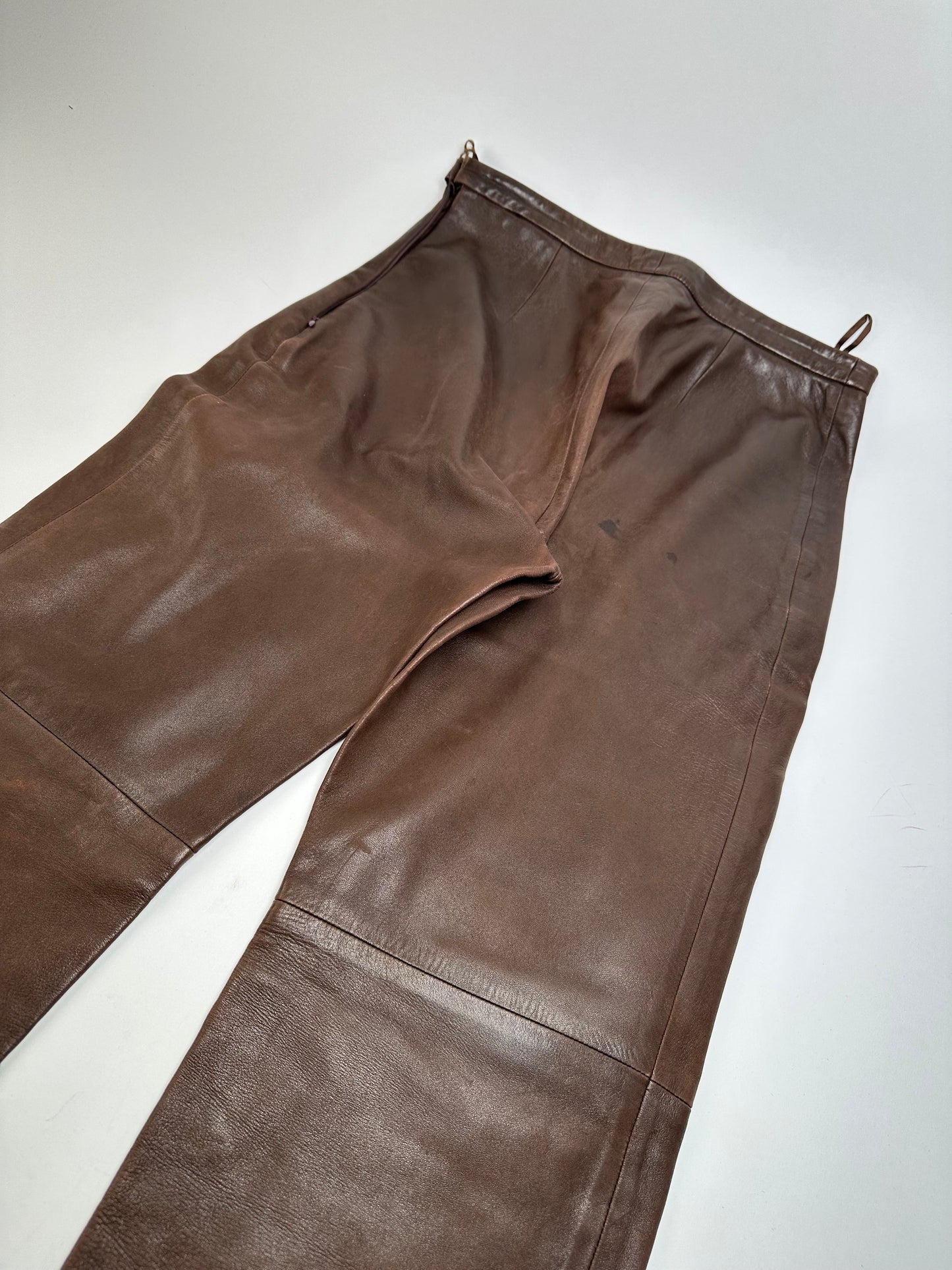 Vintage Celine Calfskin Trousers Brown M