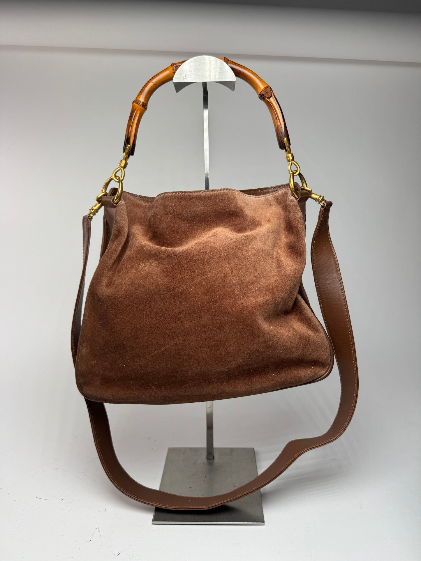Sac vintage Gucci Bamboo 2Way en cuir marron