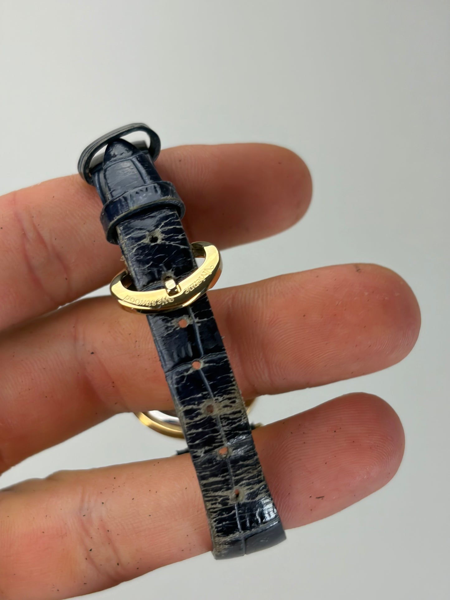 Vintage Vivienne Westwood Steel Bracelet Watch Navy Gold