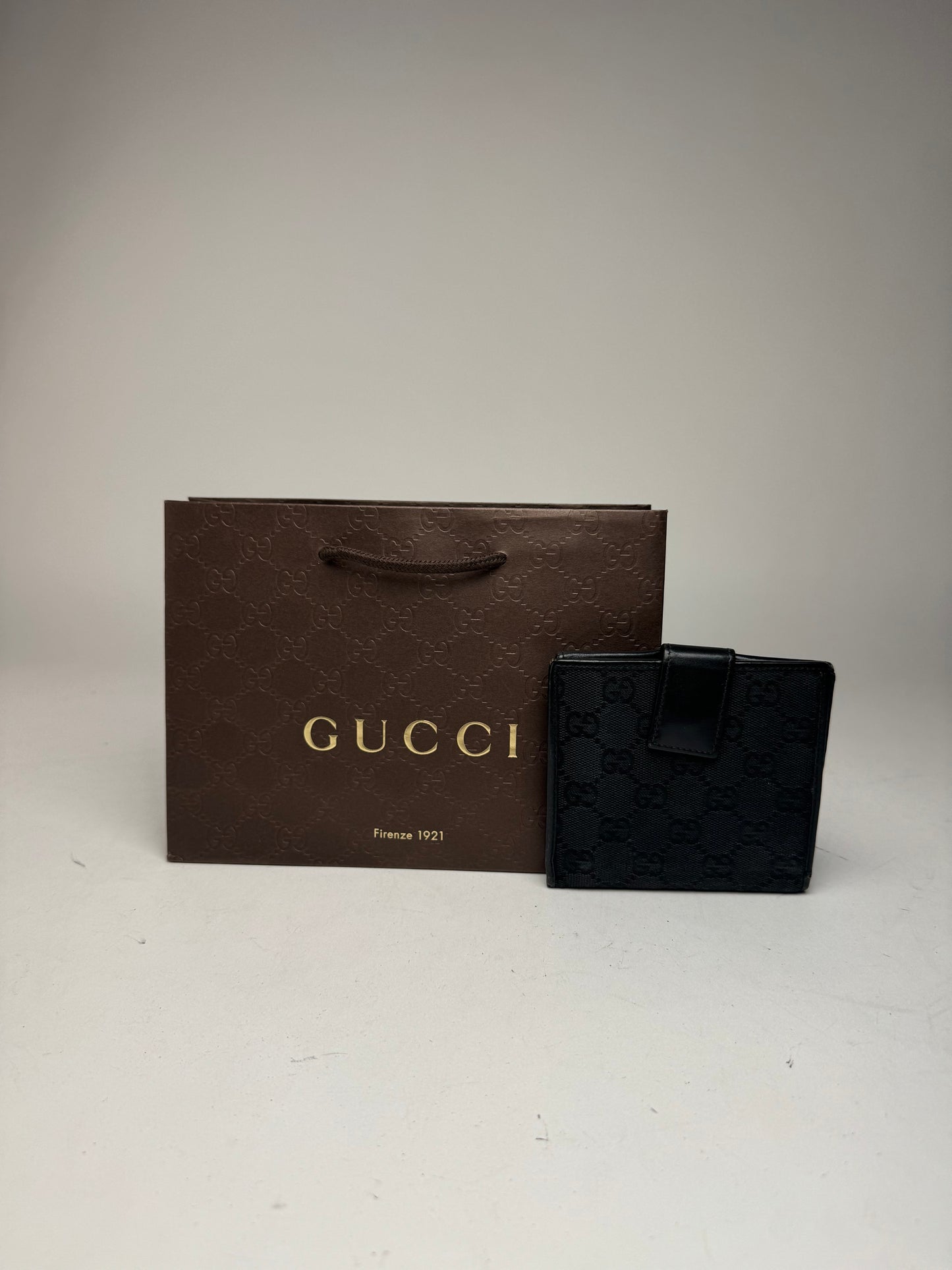 Vintage Gucci Leather Monogram Wallet black