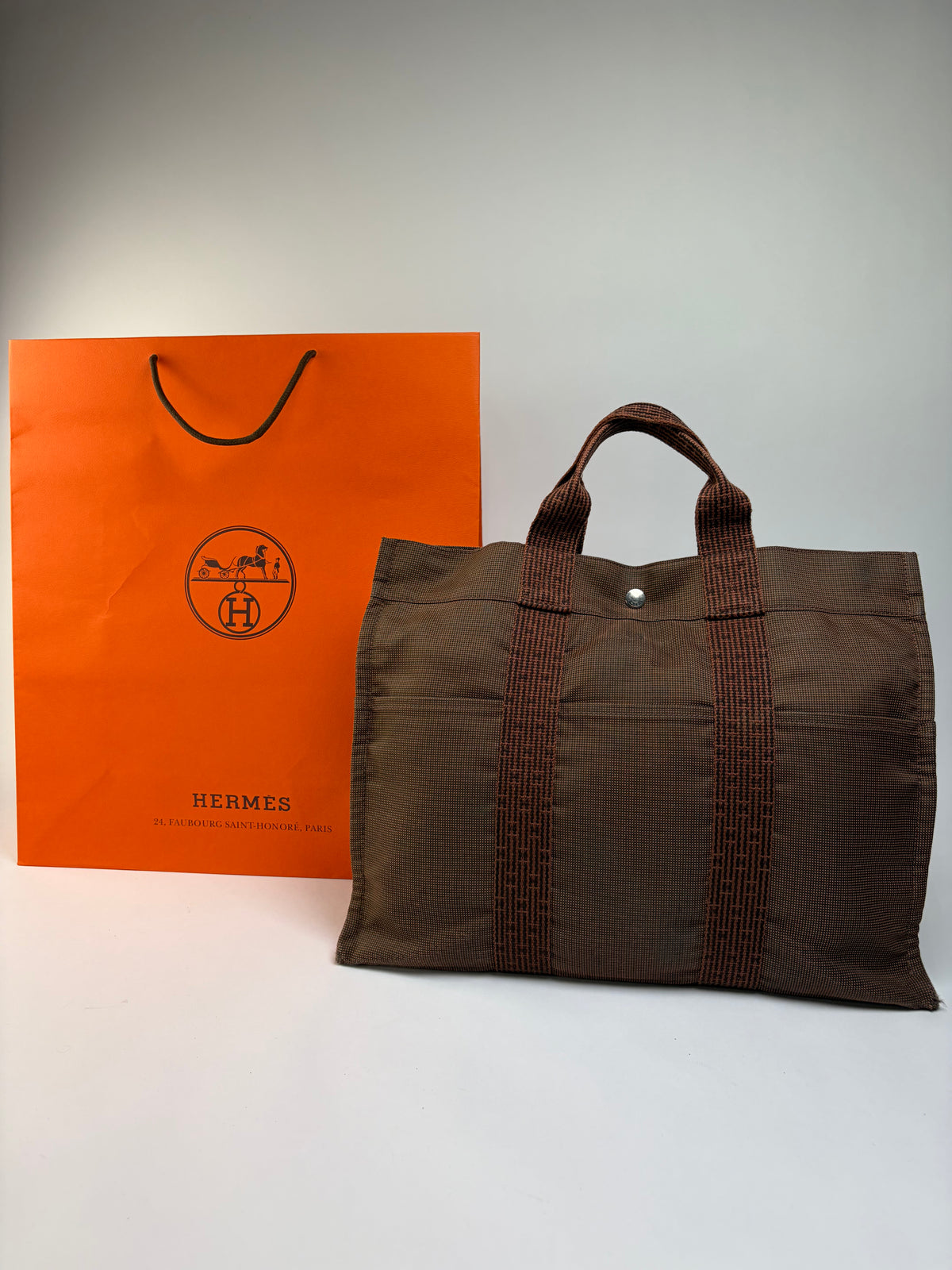 Vintage Hermès Herline Canvas Tote Late 1990s Brown