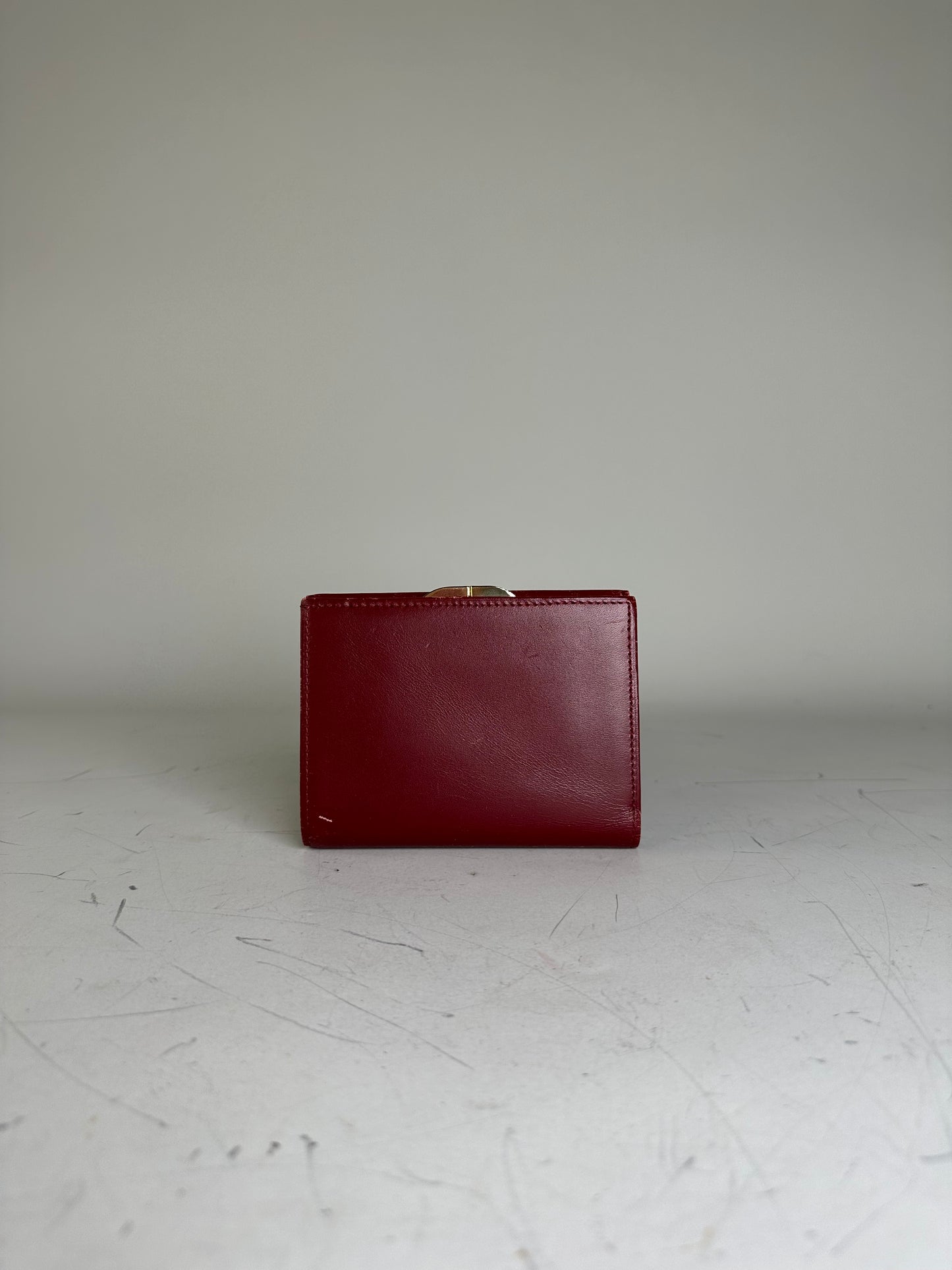 Vintage Givenchy Leather Wallet Burgundy Gold