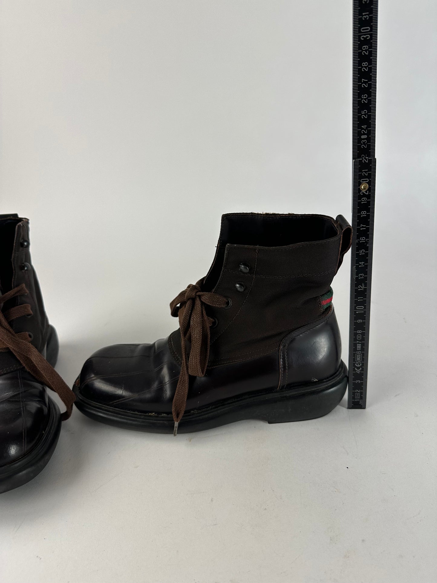 Vintage Gucci Leather Boots Black Brown 37