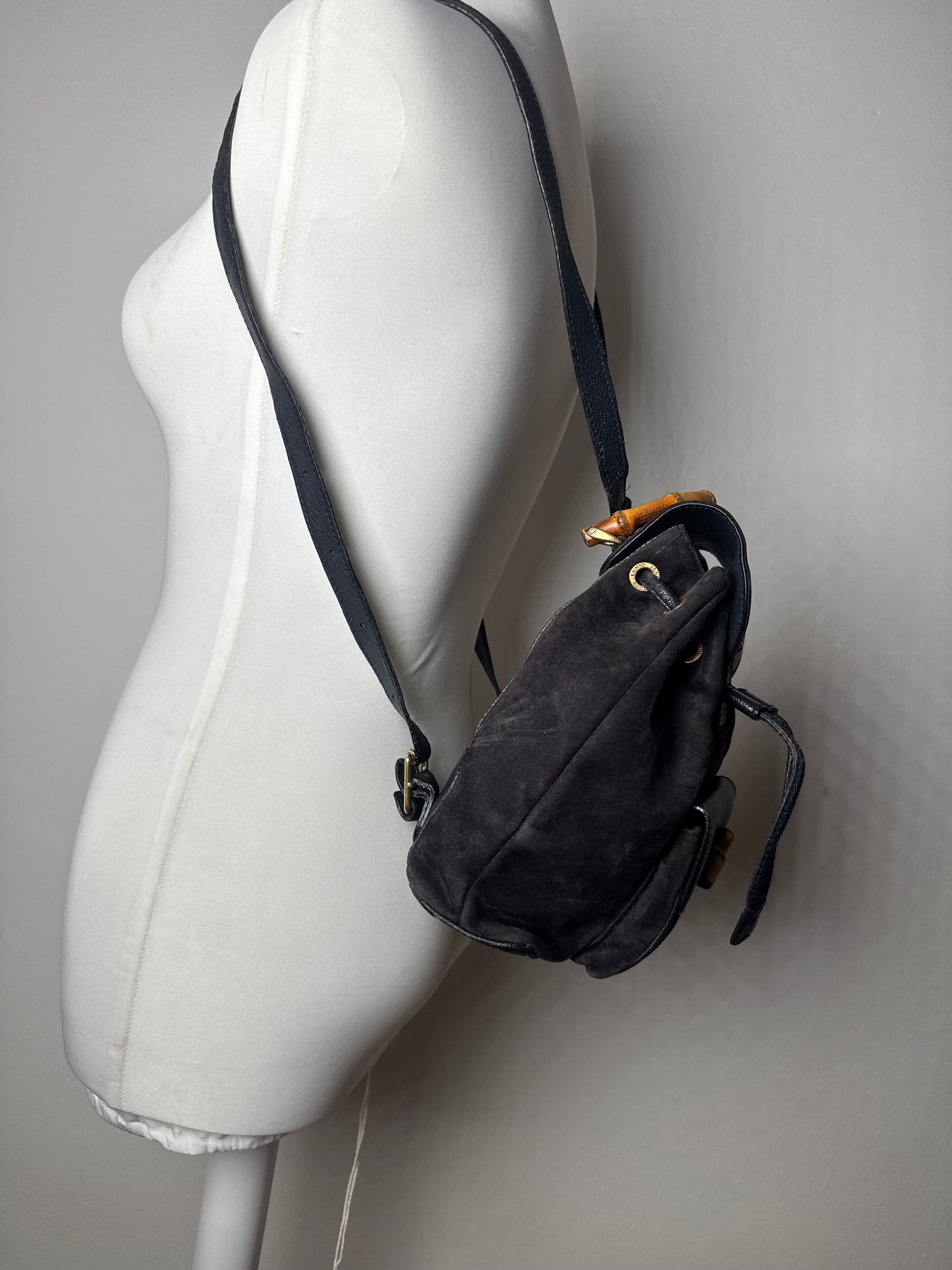Vintage Gucci Leather Backpack Black