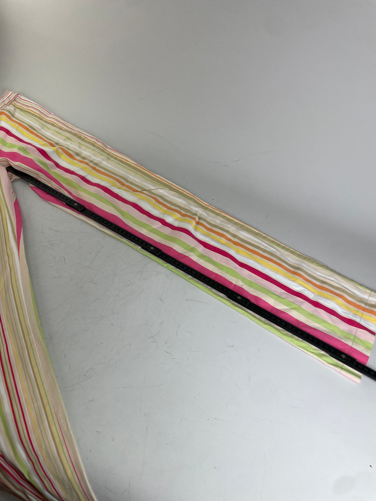 Vintage Etro Striped Cotton Trousers Pink Yellow Green XL
