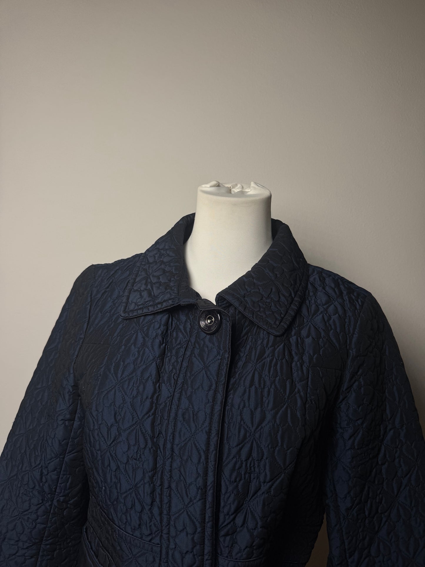 Vintage Courreges Floral Emblossed Canvas Coat Navy M