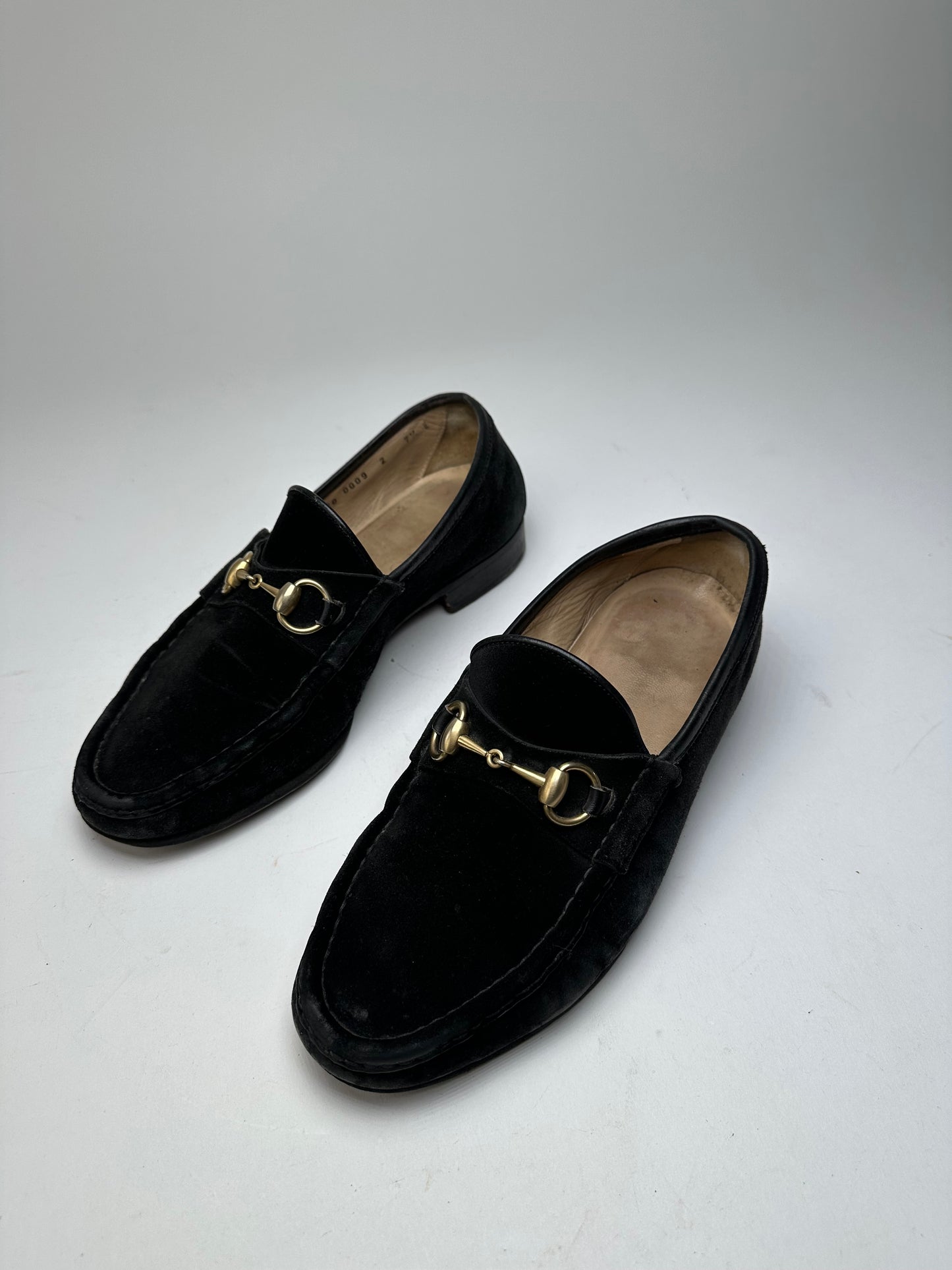 Vintage Gucci Suede Horsebit Loafer Black