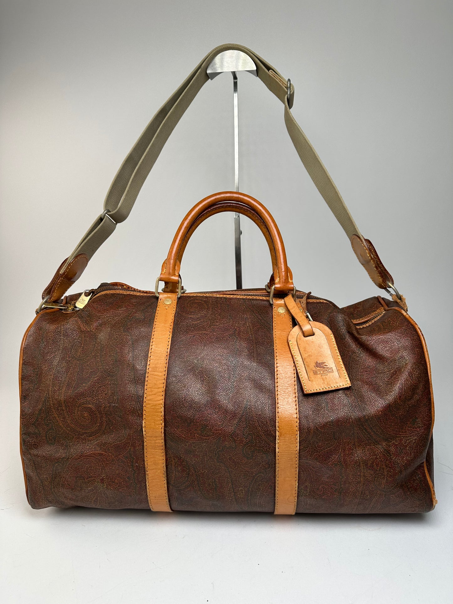 Vintage Etro Paisley Leather 2Way Duffel Bag