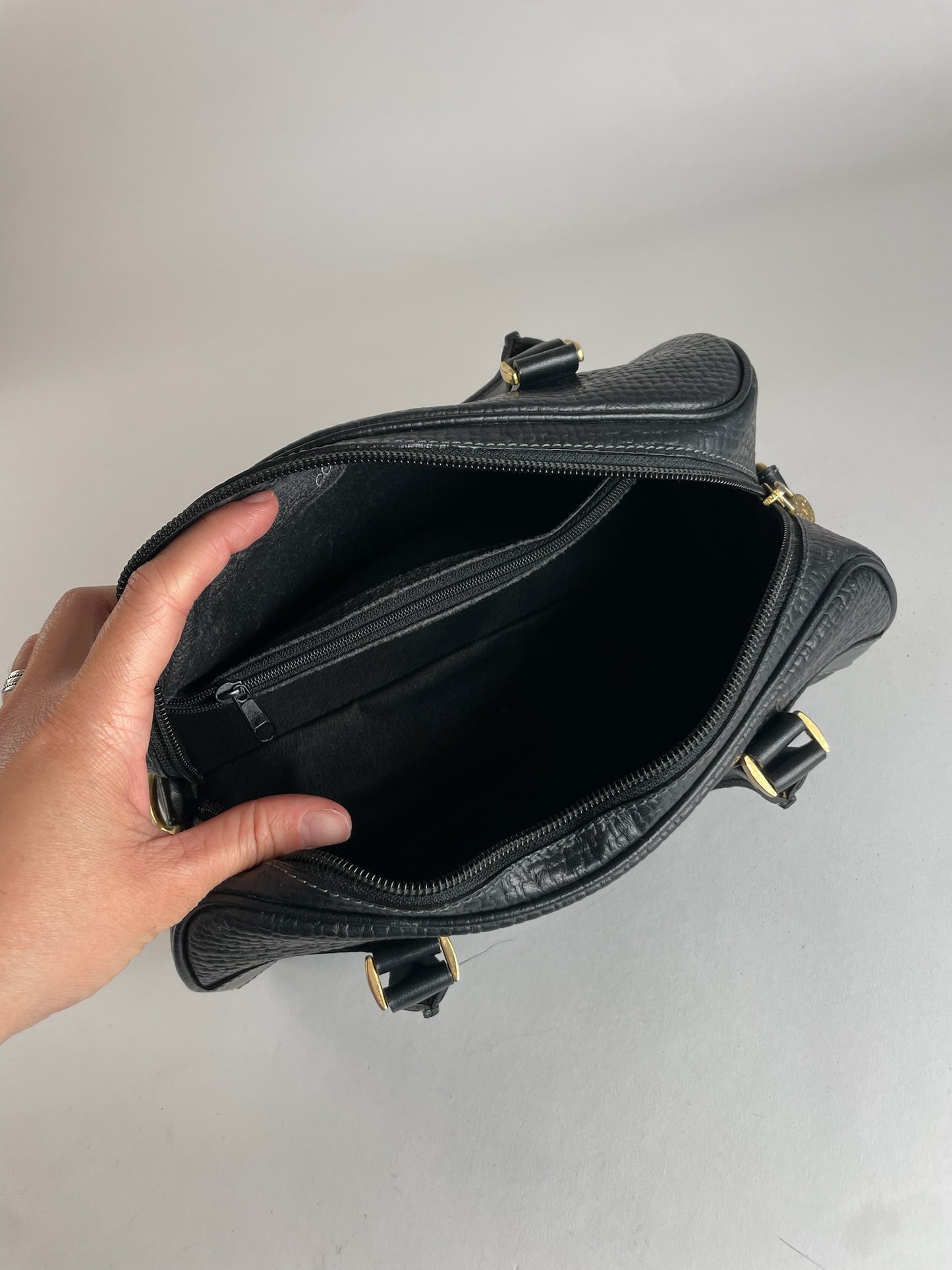 Vintage Courreges Leather Handbag Black