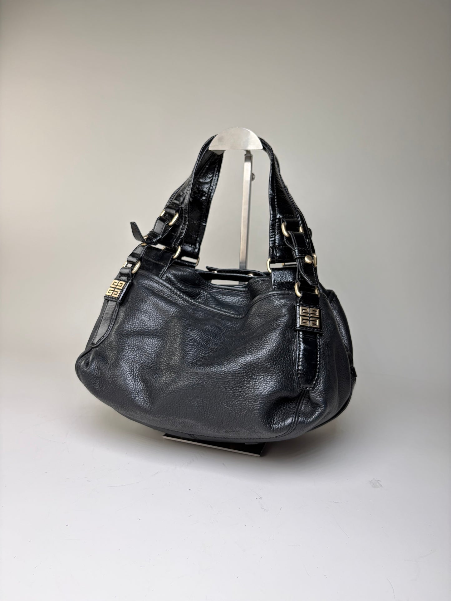 Vintage Givenchy Soft Leather Handbag Black Gold