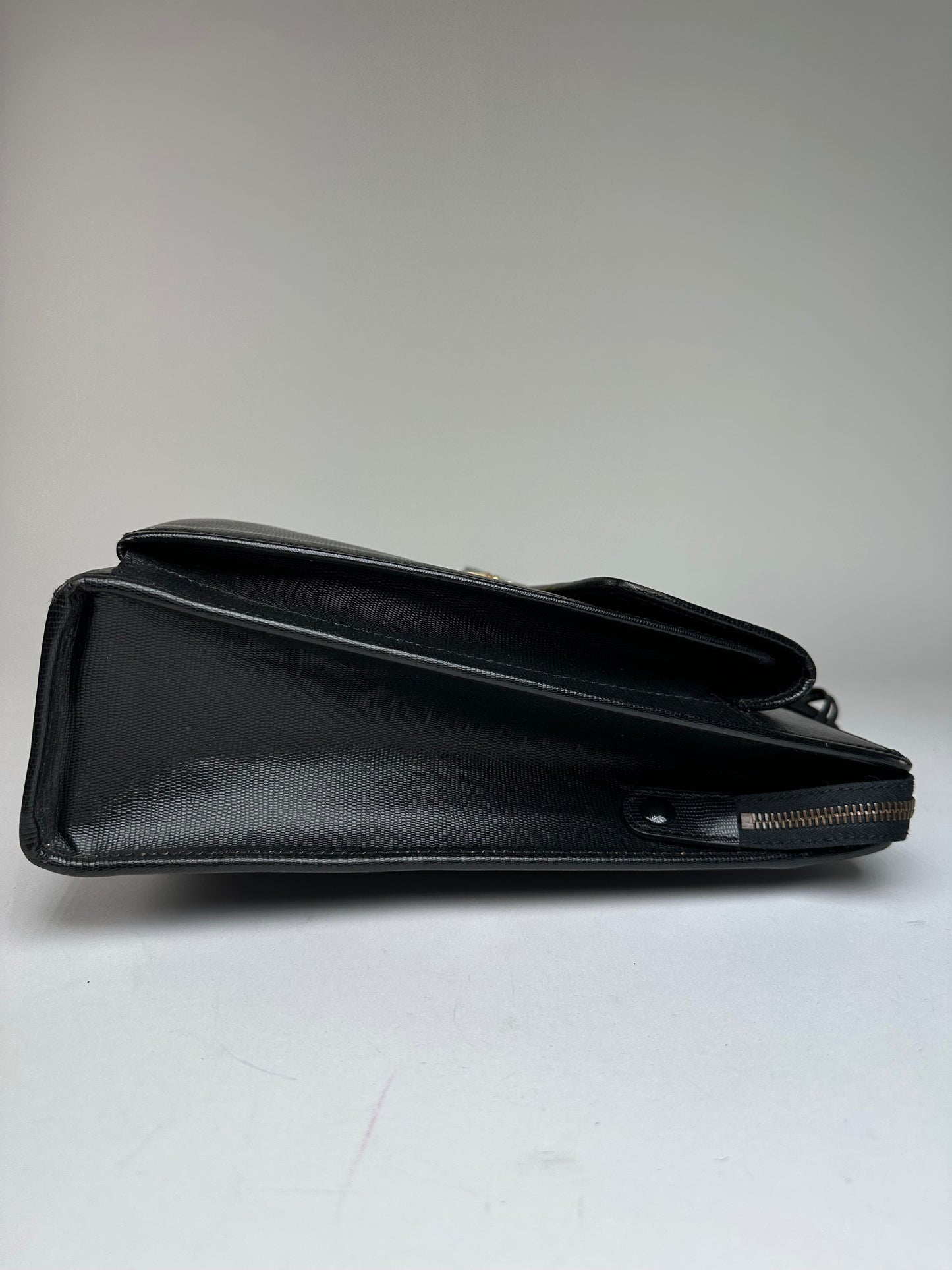 Vintage Celine Document Bag Textured Leather Black