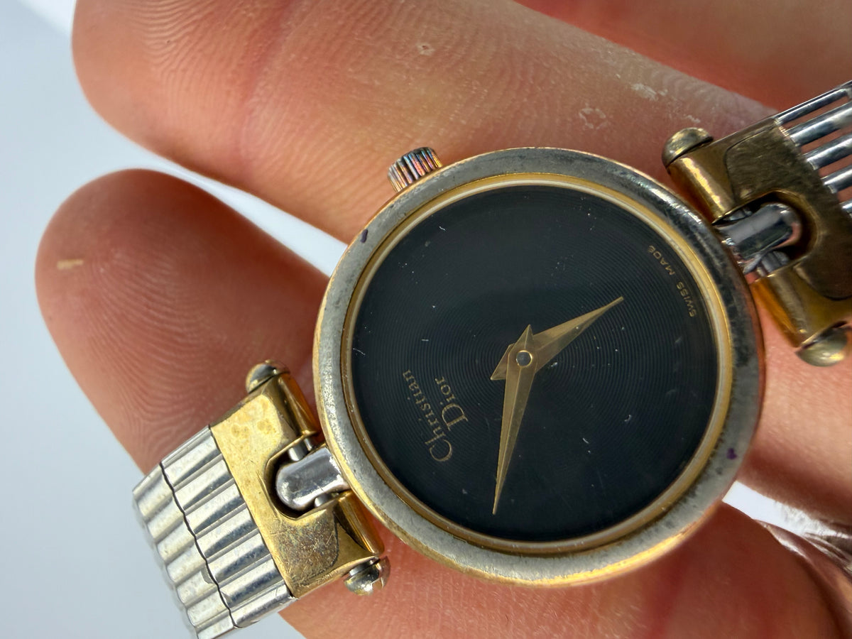 Vintage Dior Two-Tone Bracelet Watch Late 1980s Silver Gold