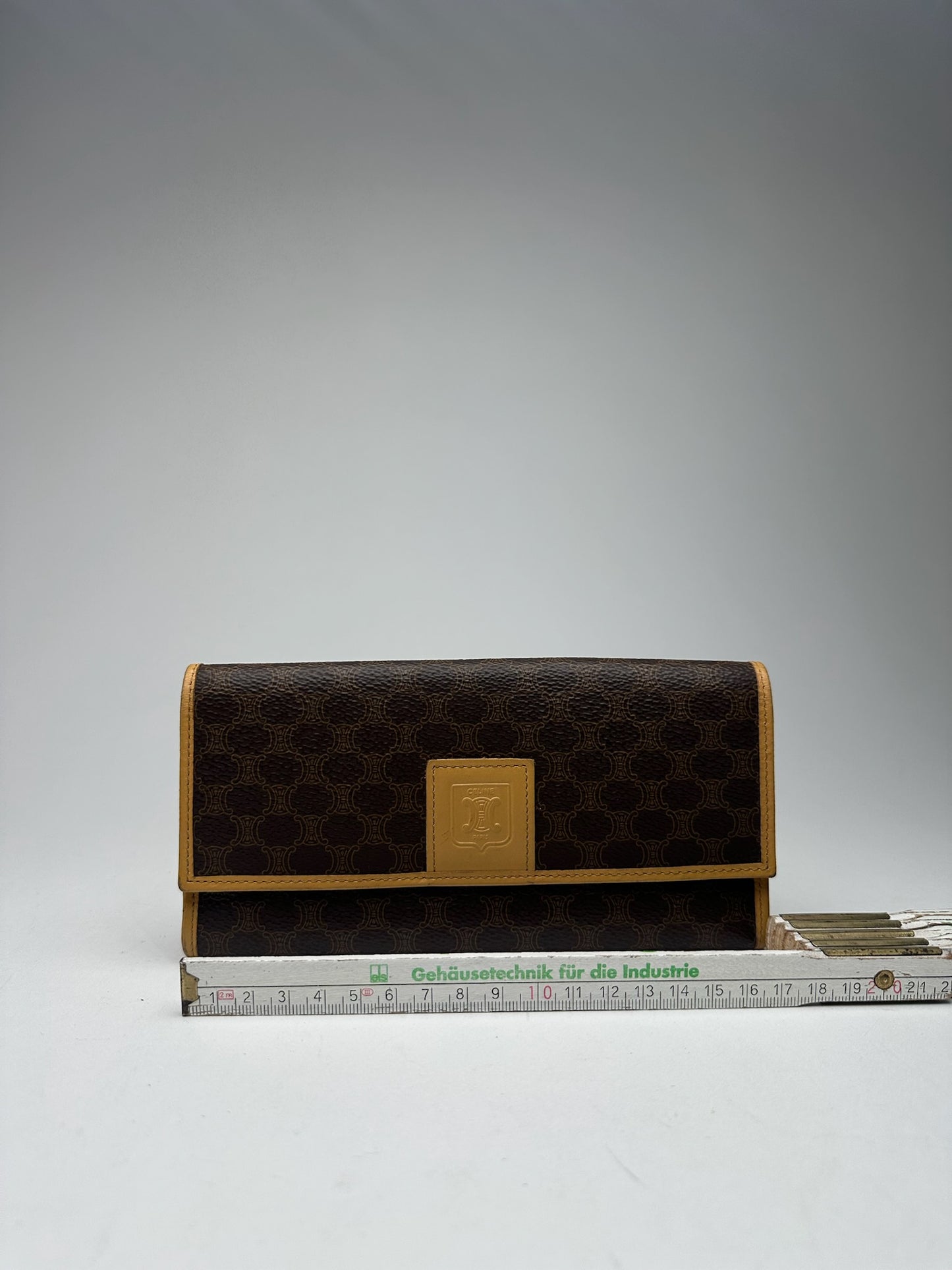 Vintage Celine Paris leather monogram wallet brown