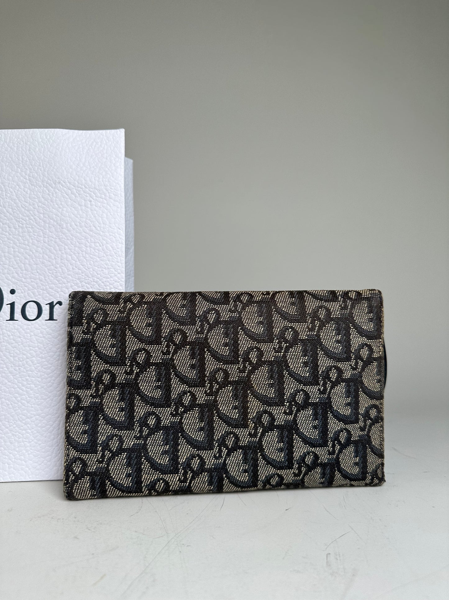 Vintage Dior Oblique Canvas Wallet Beige Brown Gold