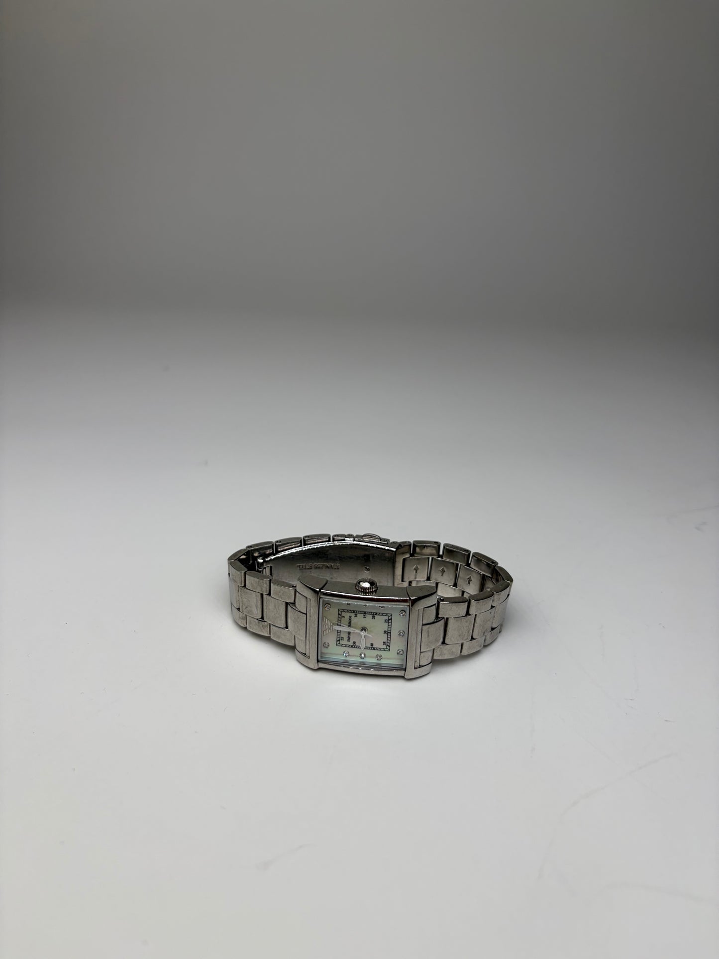 Vintage Emporio Armani Stainless Steel Bracelet Watch Silver Cream