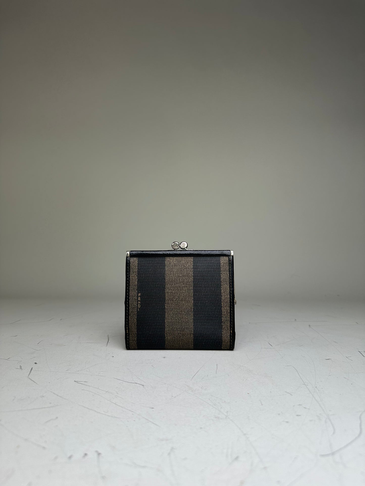 Vintage Fendi Zucca Canvas Leather Wallet Black Brown