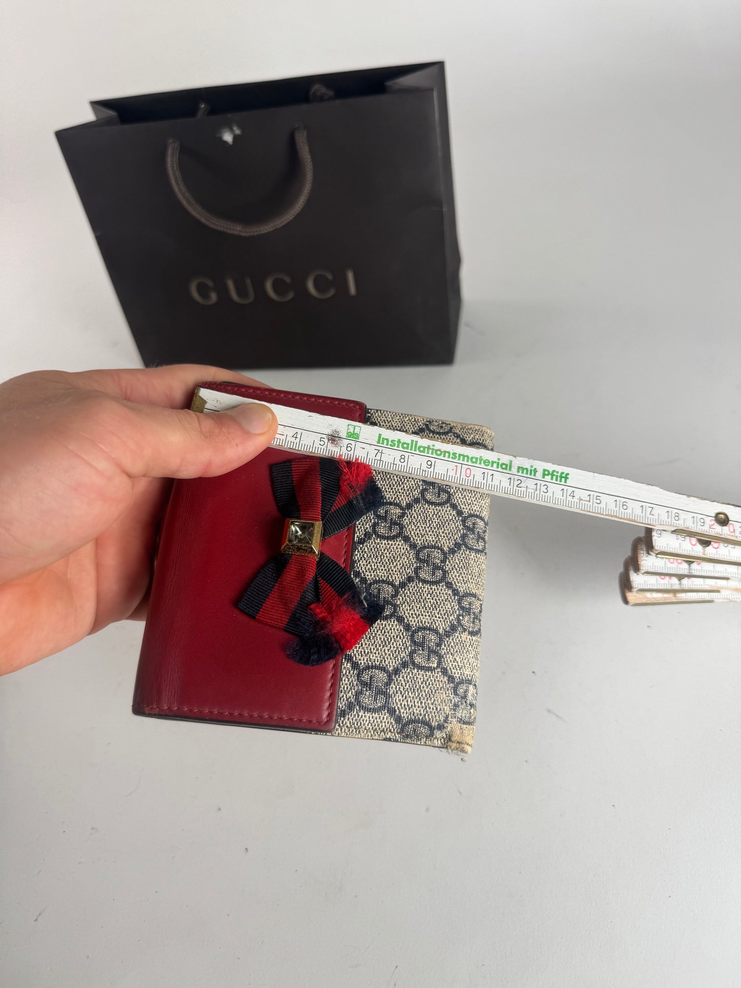 Vintage Gucci Ophidia Leather Wallet Gray Red Navy