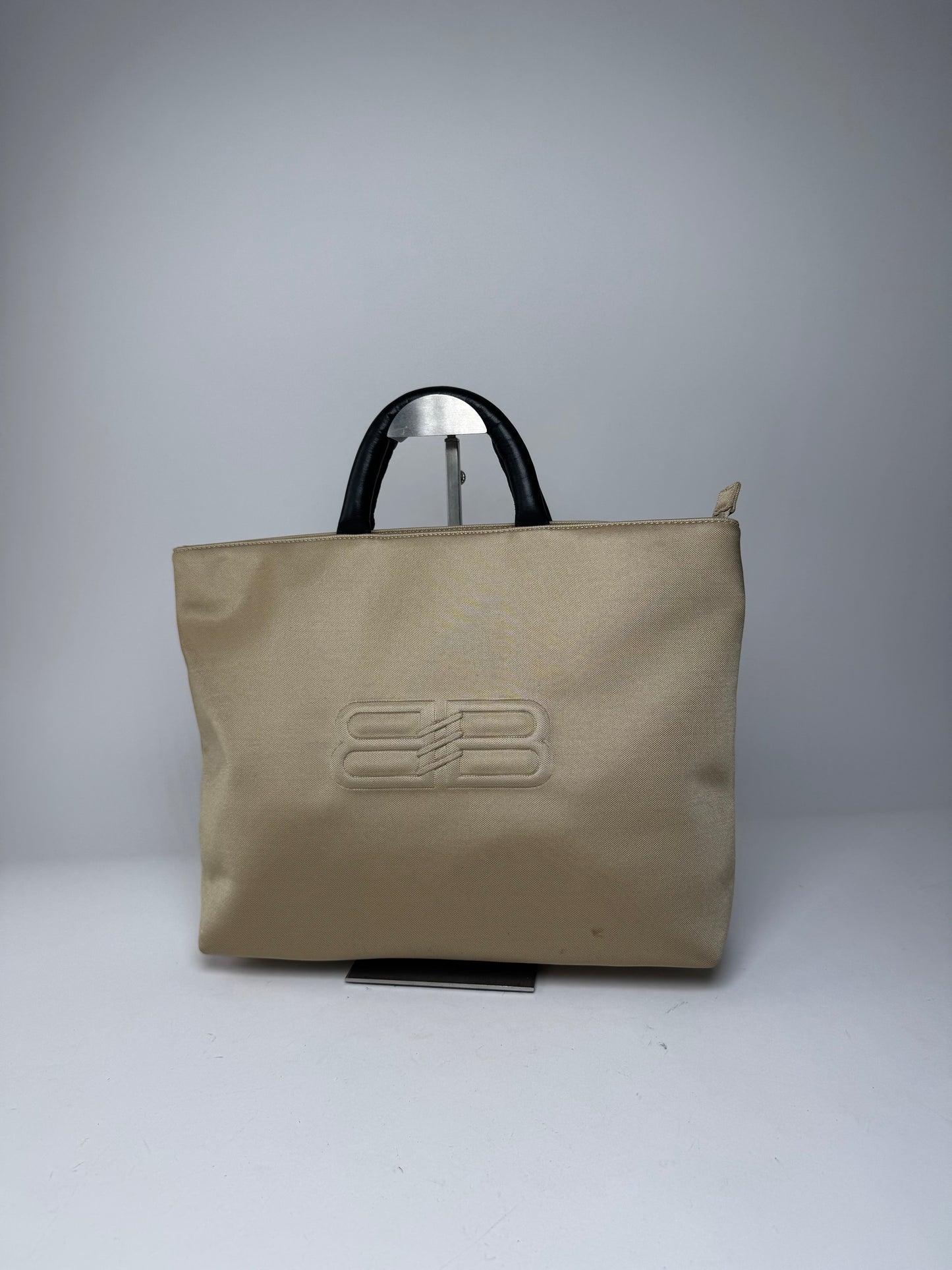 Vintage Balenciaga Canvas Leather Handbag Golden Black