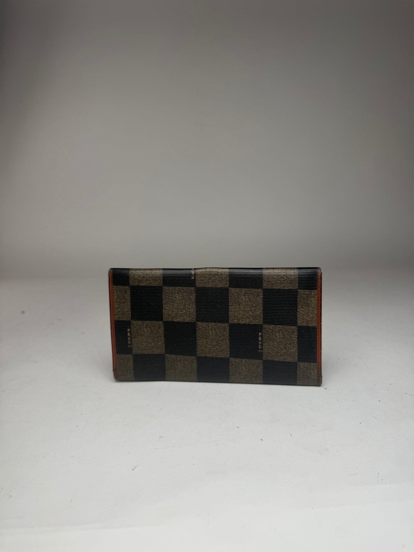 Vintage Fendi Checked Leather Wallet Brown