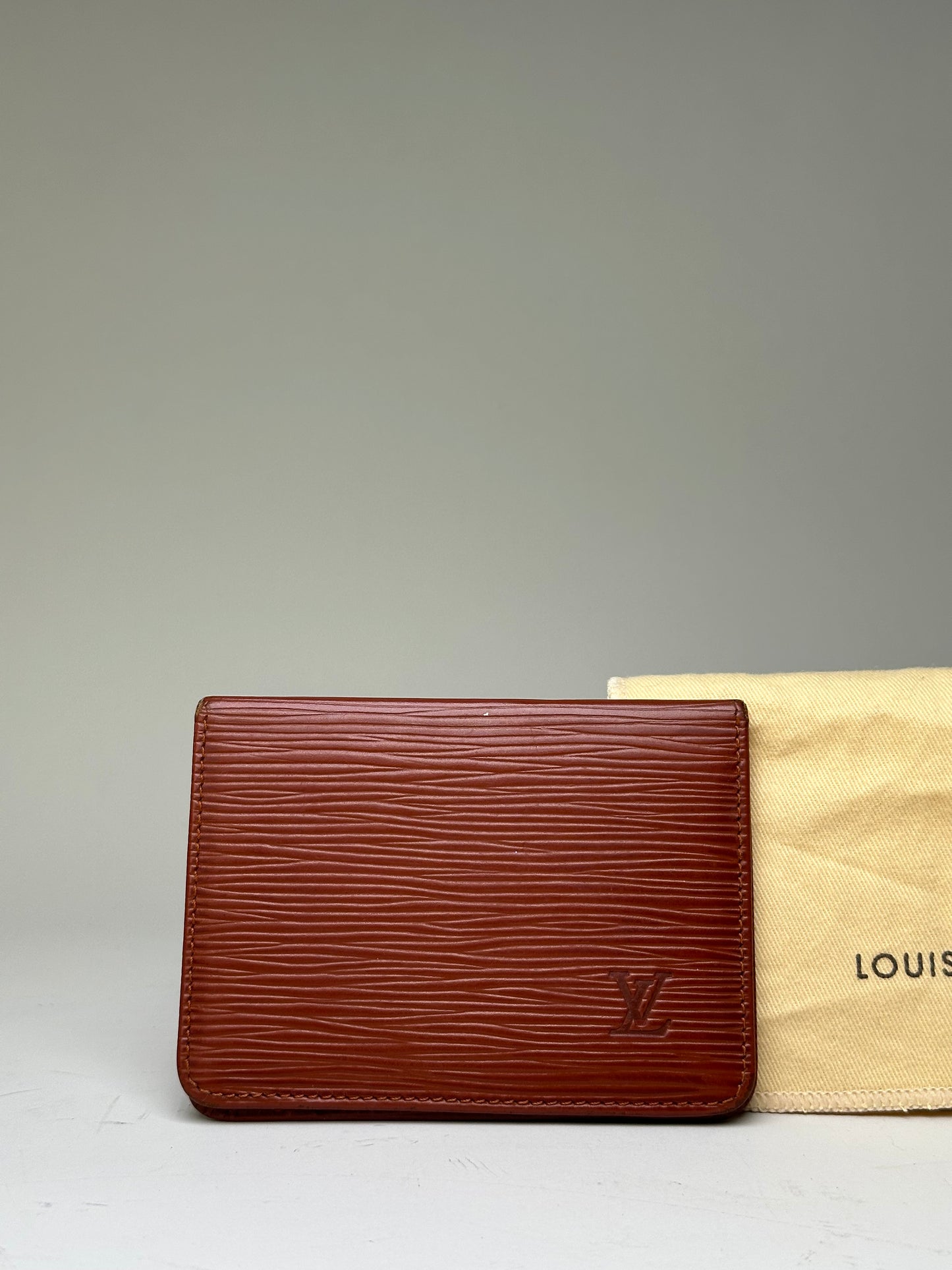 Vintage Louis Vuitton Epi Leather Card Holder Red Gold
