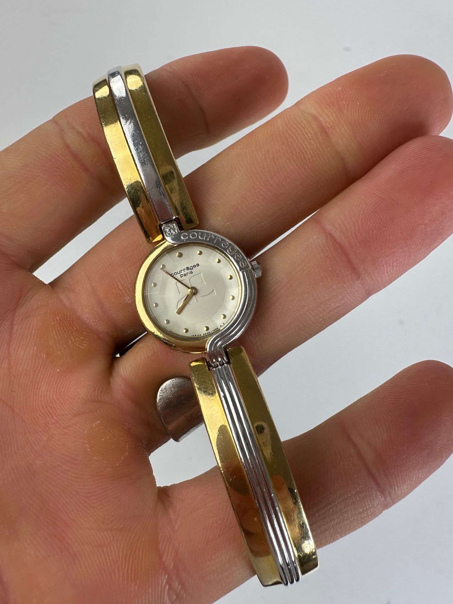 Vintage Courreges Paris Two-Tone Bangle Watch