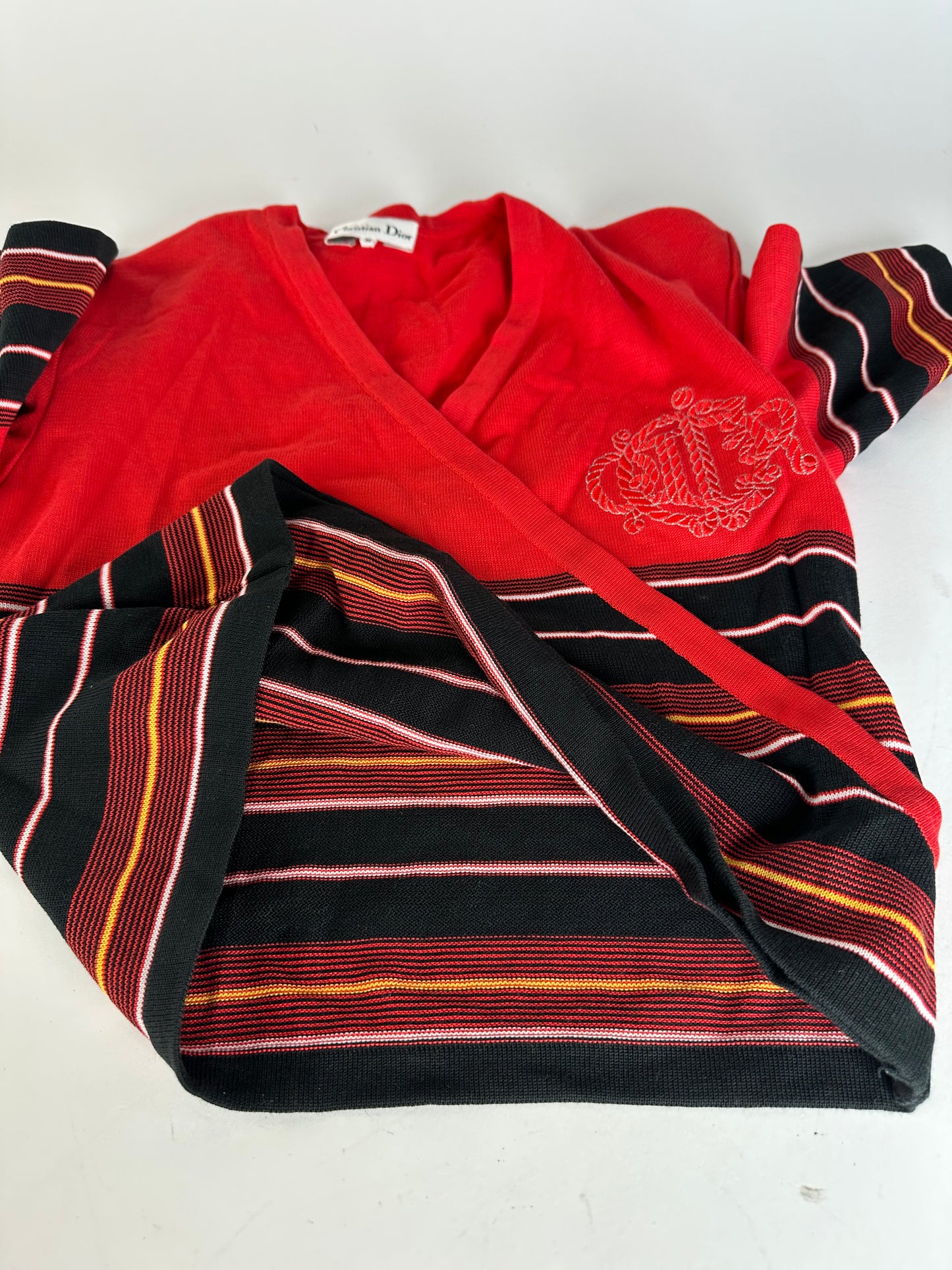 Vintage Dior Striped Top M Red