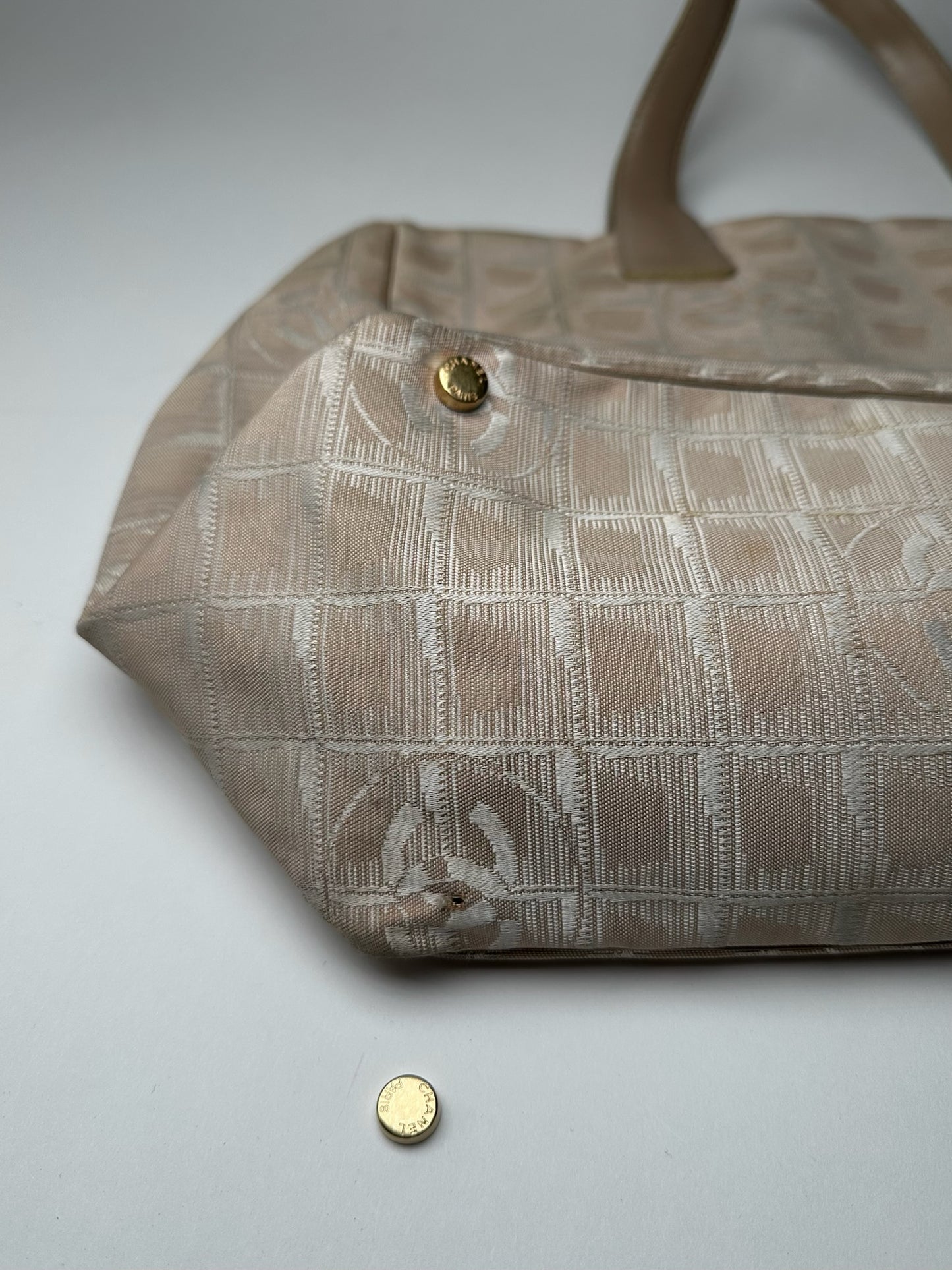 Vintage Chanel Monogram Shopper beige