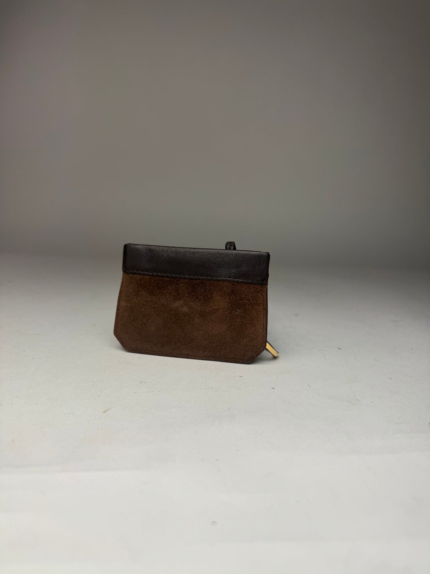 Vintage Loewe Suede Leather Card Holder Brown