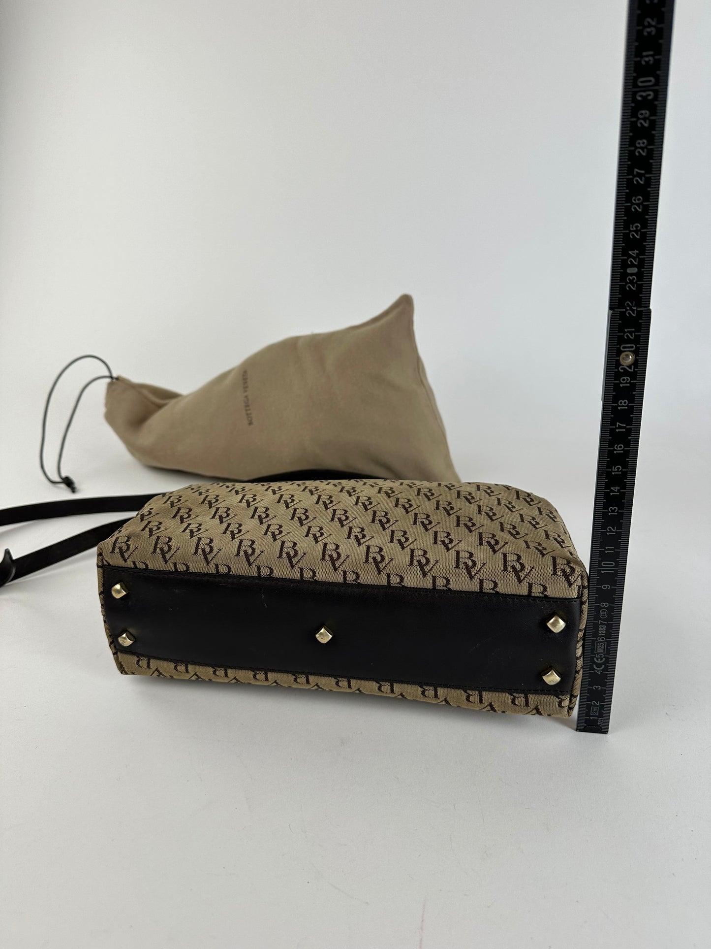 Vintage Bottega Veneta BV Monogram Canvas Handbag Beige